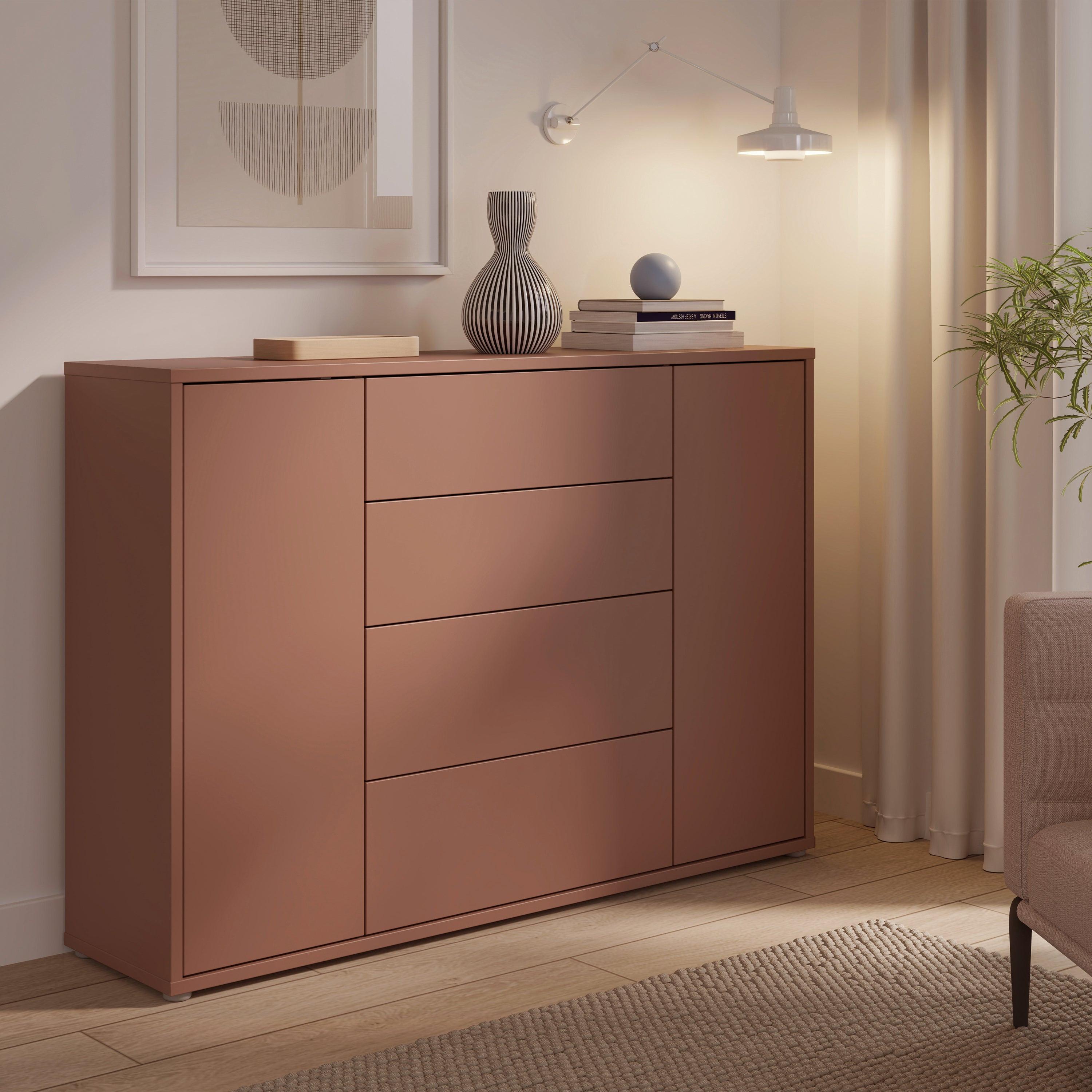 Alice Springs Wide Sideboard with 4 Drawers & 2 Doors with Push-to-Open in Terracotta - image 7