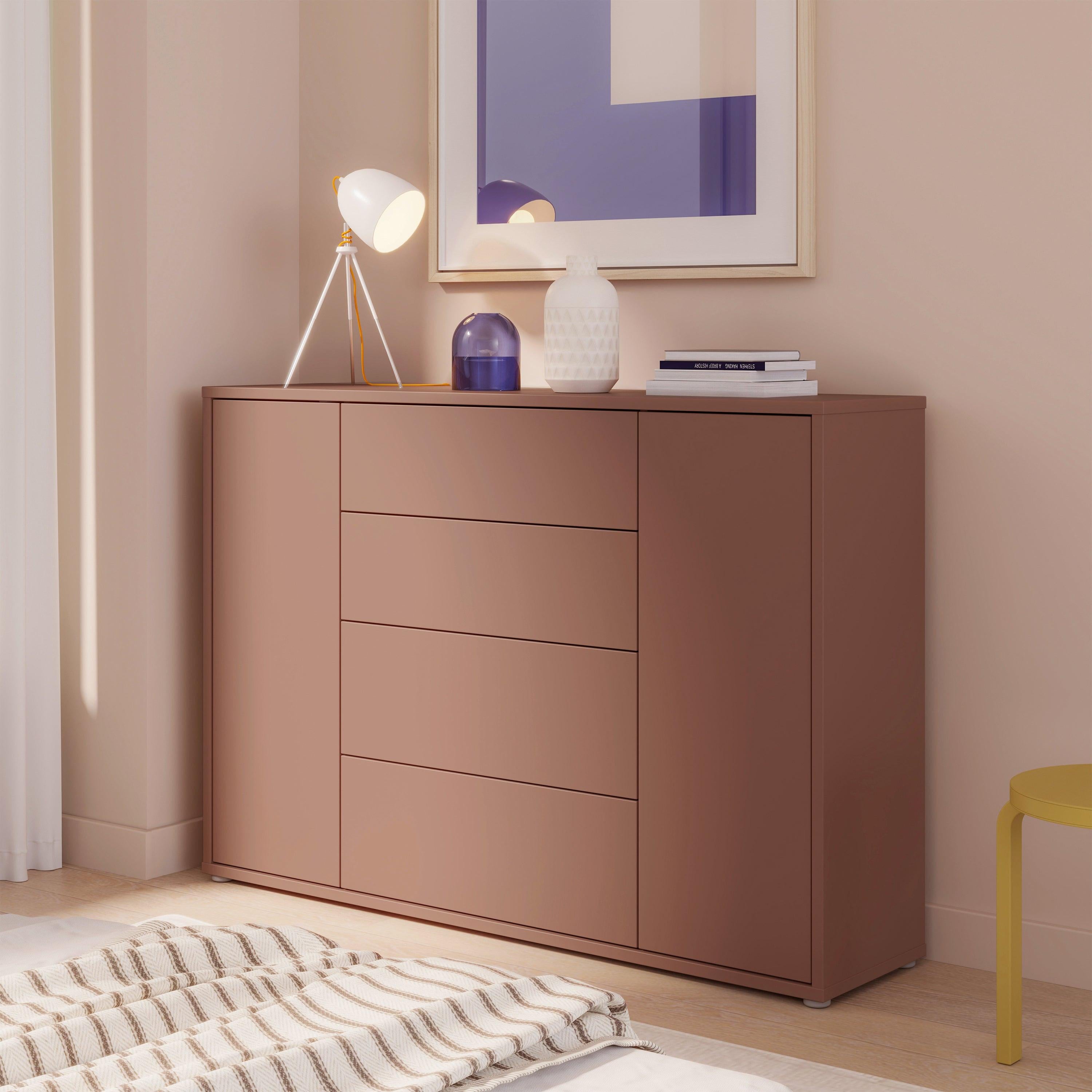 Alice Springs Wide Sideboard with 4 Drawers & 2 Doors with Push-to-Open in Terracotta - image 8