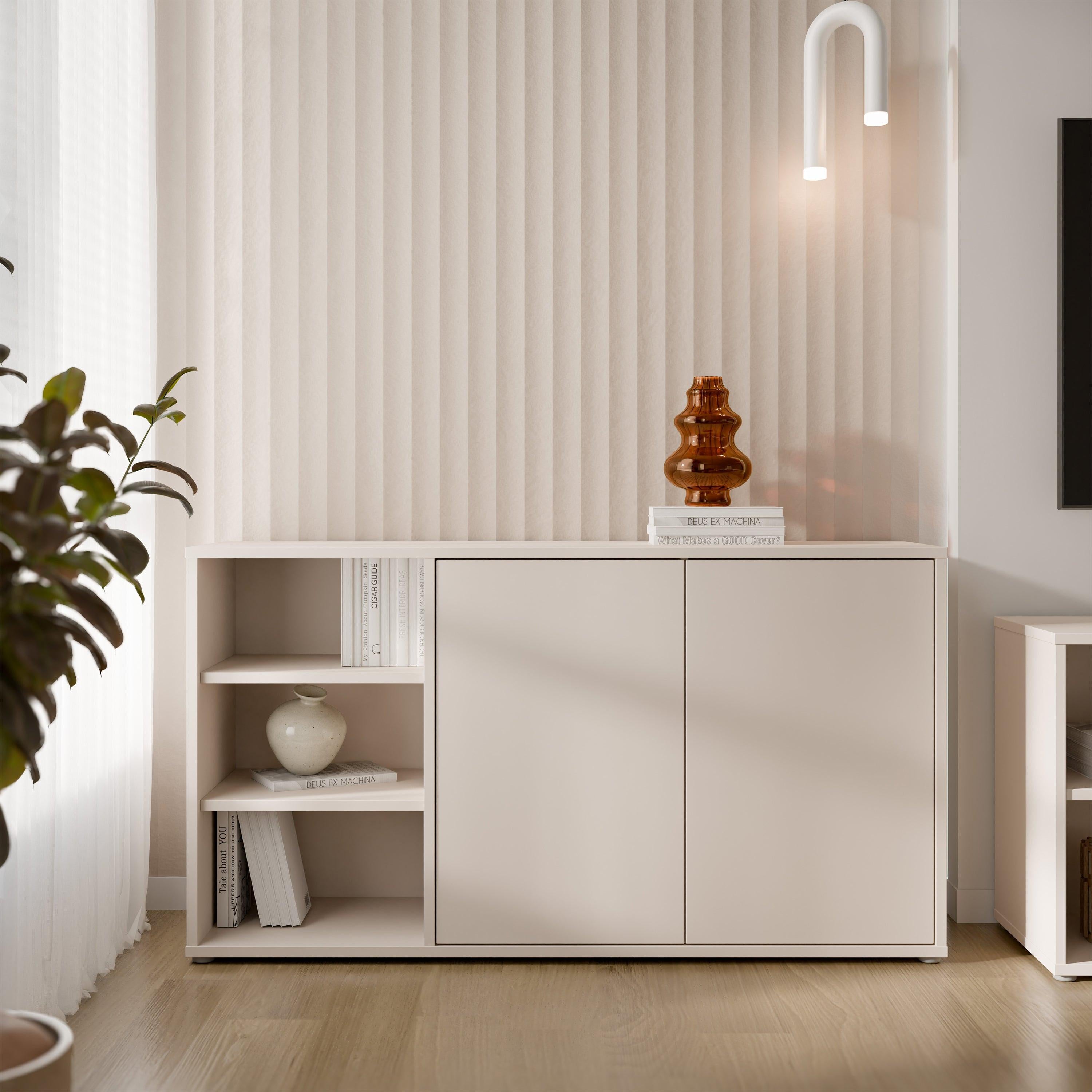 Alice Springs Sideboard with Open Shelving & Push-to-Open Doors in Sand - image 6