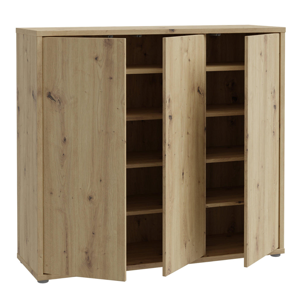 Alice Springs Shoe Cabinet with 3 Doors Push-to-Open in Artisan Oak - image 4
