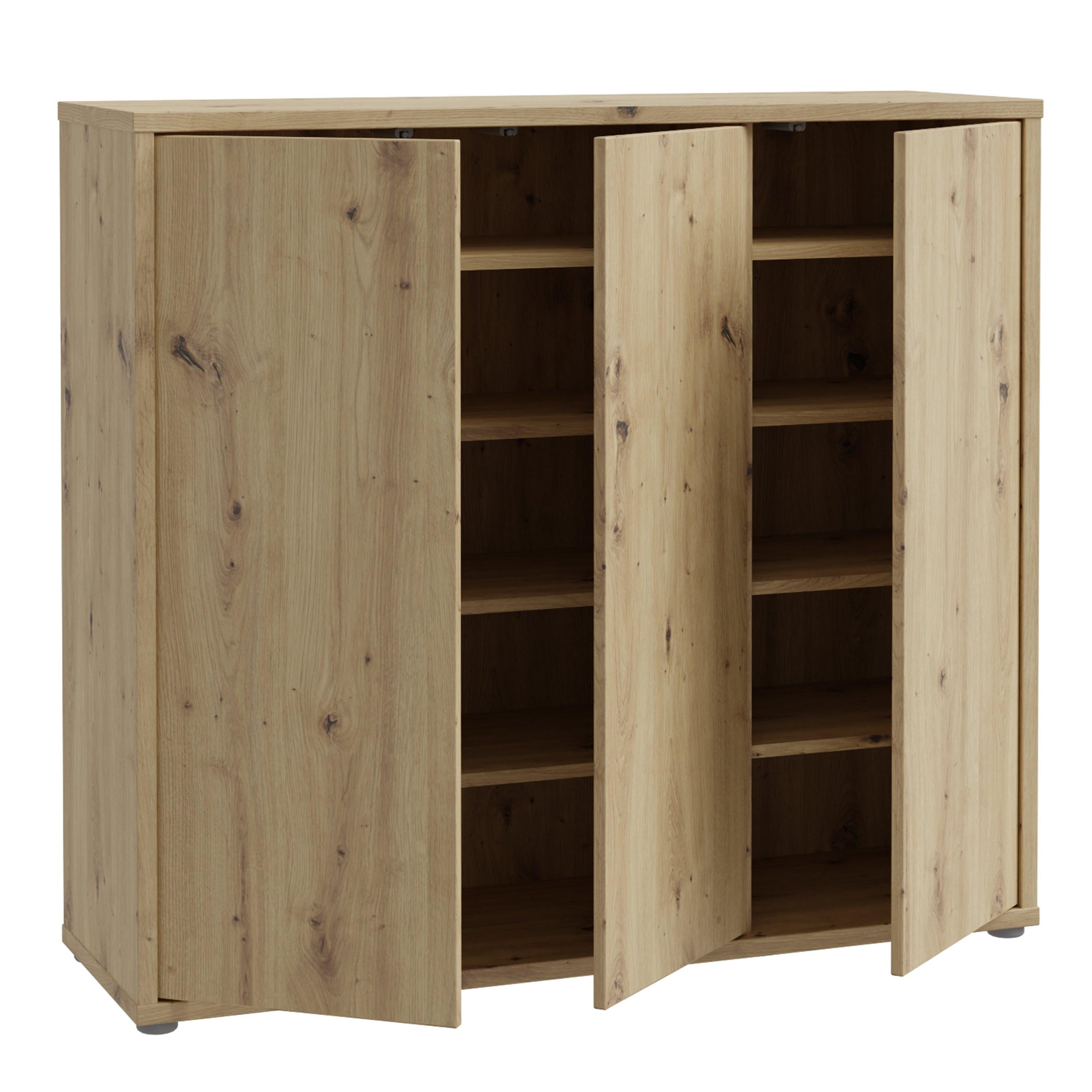 Alice Springs Shoe Cabinet with 3 Doors Push-to-Open in Artisan Oak - image 4