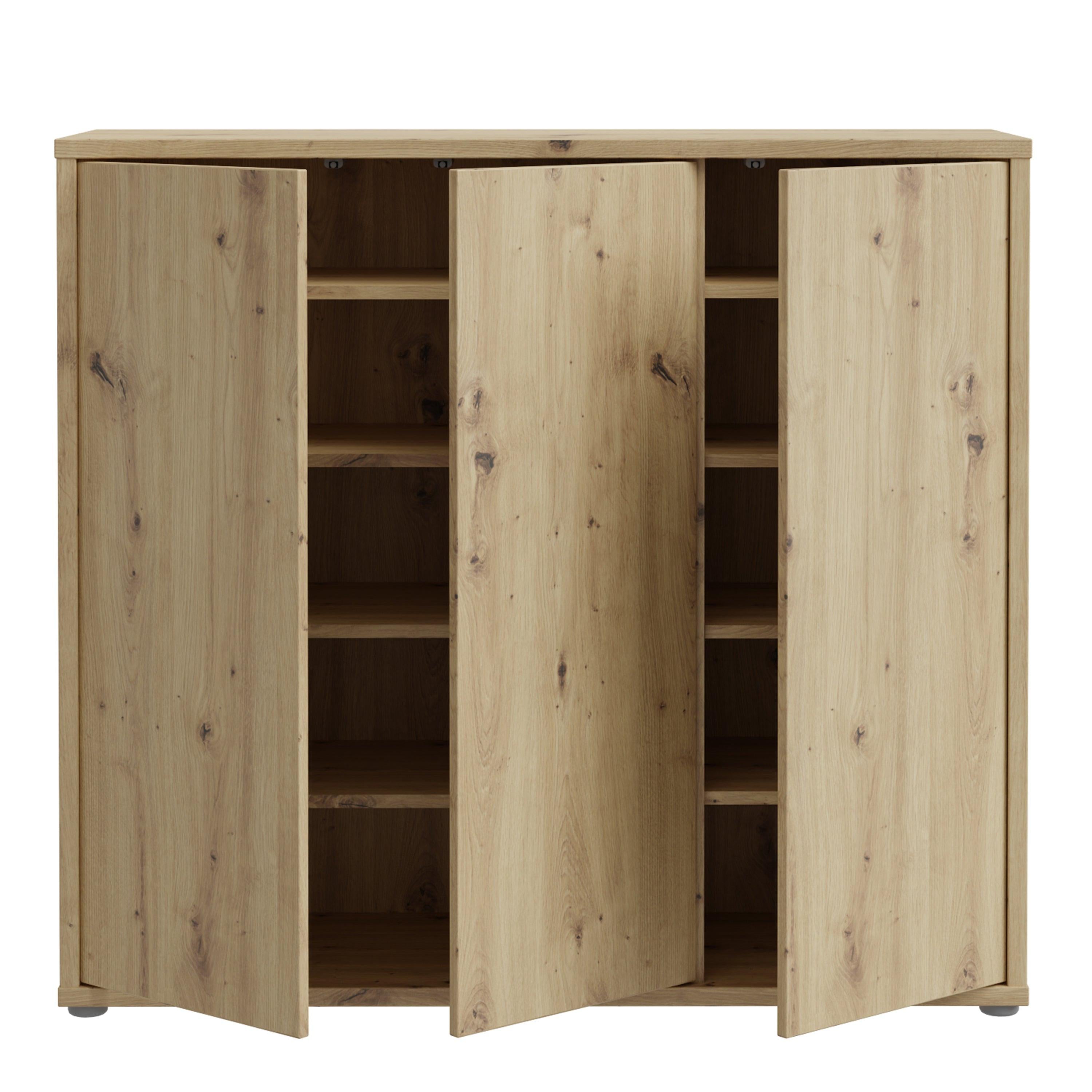 Alice Springs Shoe Cabinet with 3 Doors Push-to-Open in Artisan Oak - image 5