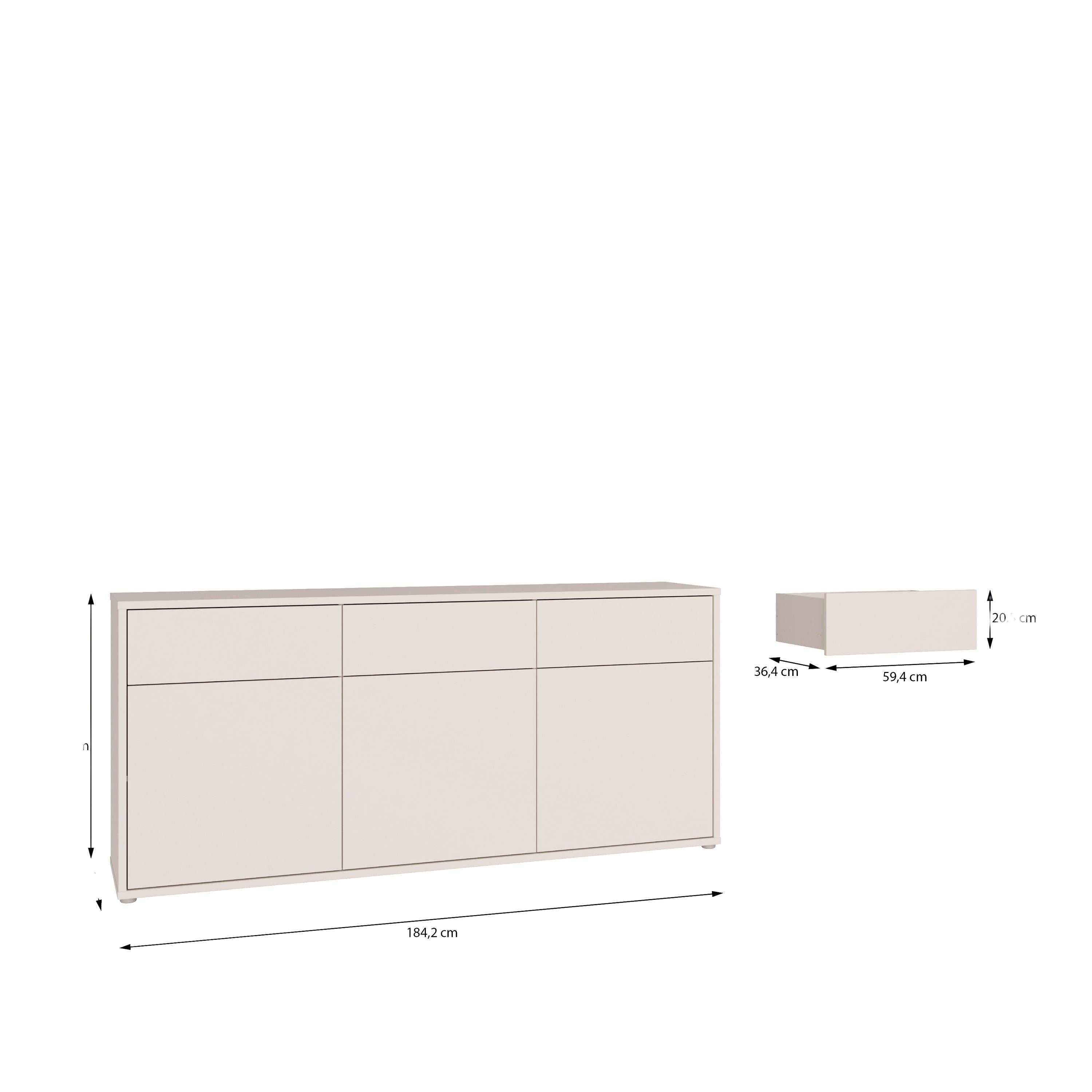 Alice Springs 3 Door 3 Drawer Sideboard with Push-to-Open Drawers in Sand - image 7