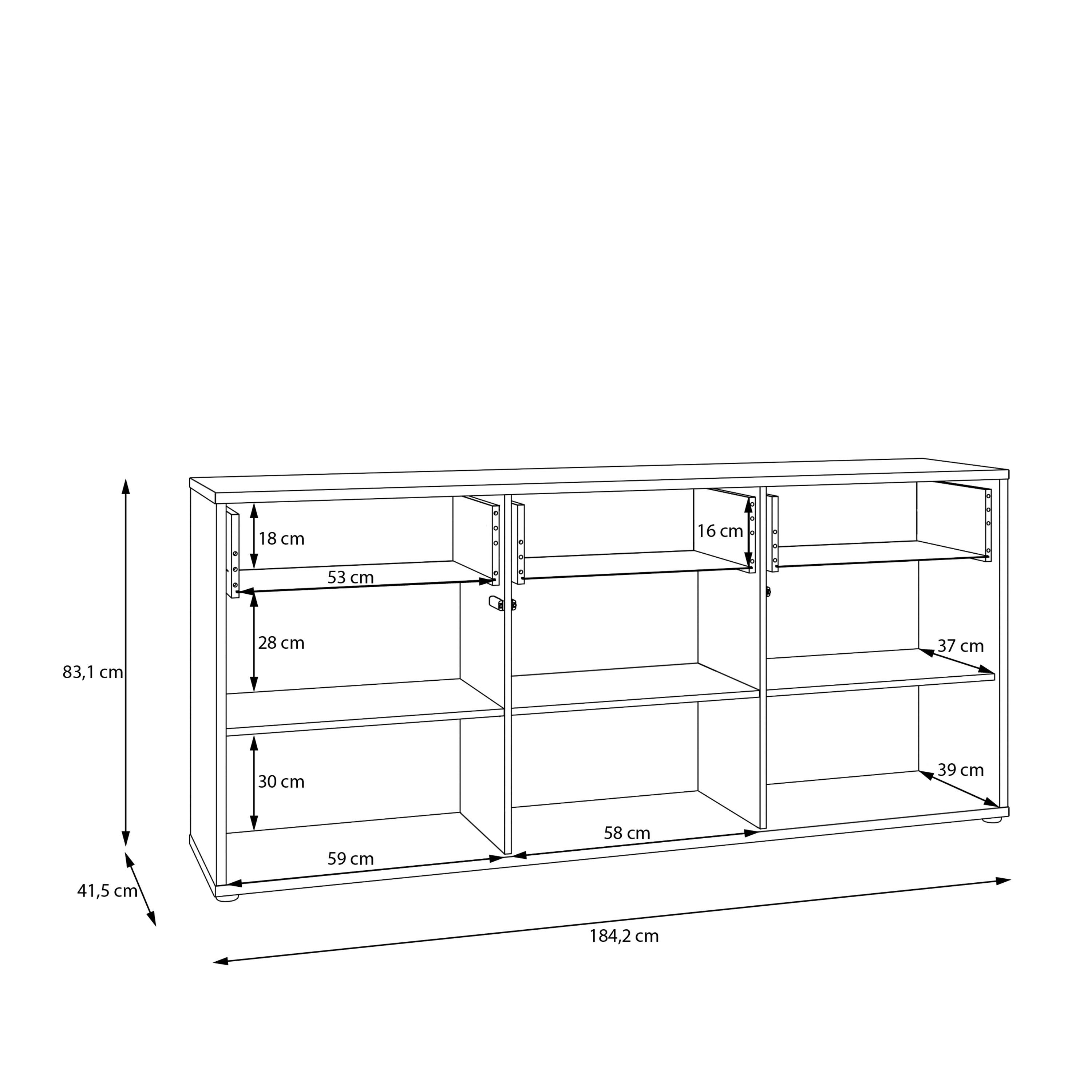 Alice Springs 3 Door 3 Drawer Sideboard with Push-to-Open Drawers in Sand - image 8