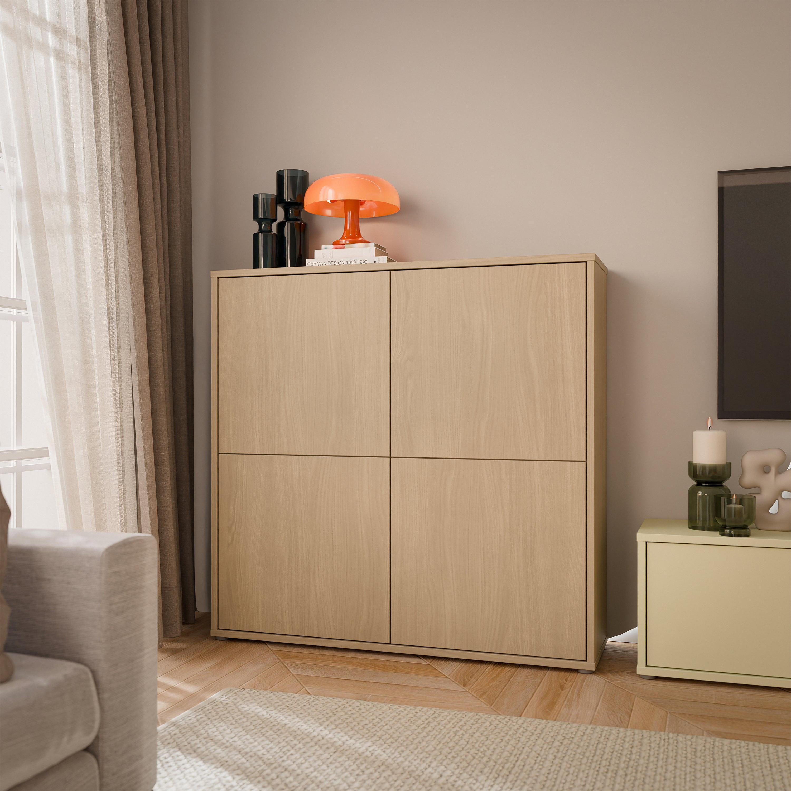 Alice Springs 4 Door Large Storage Cabinet with Push-to-Open Doors in Elegancia Oak - image 6