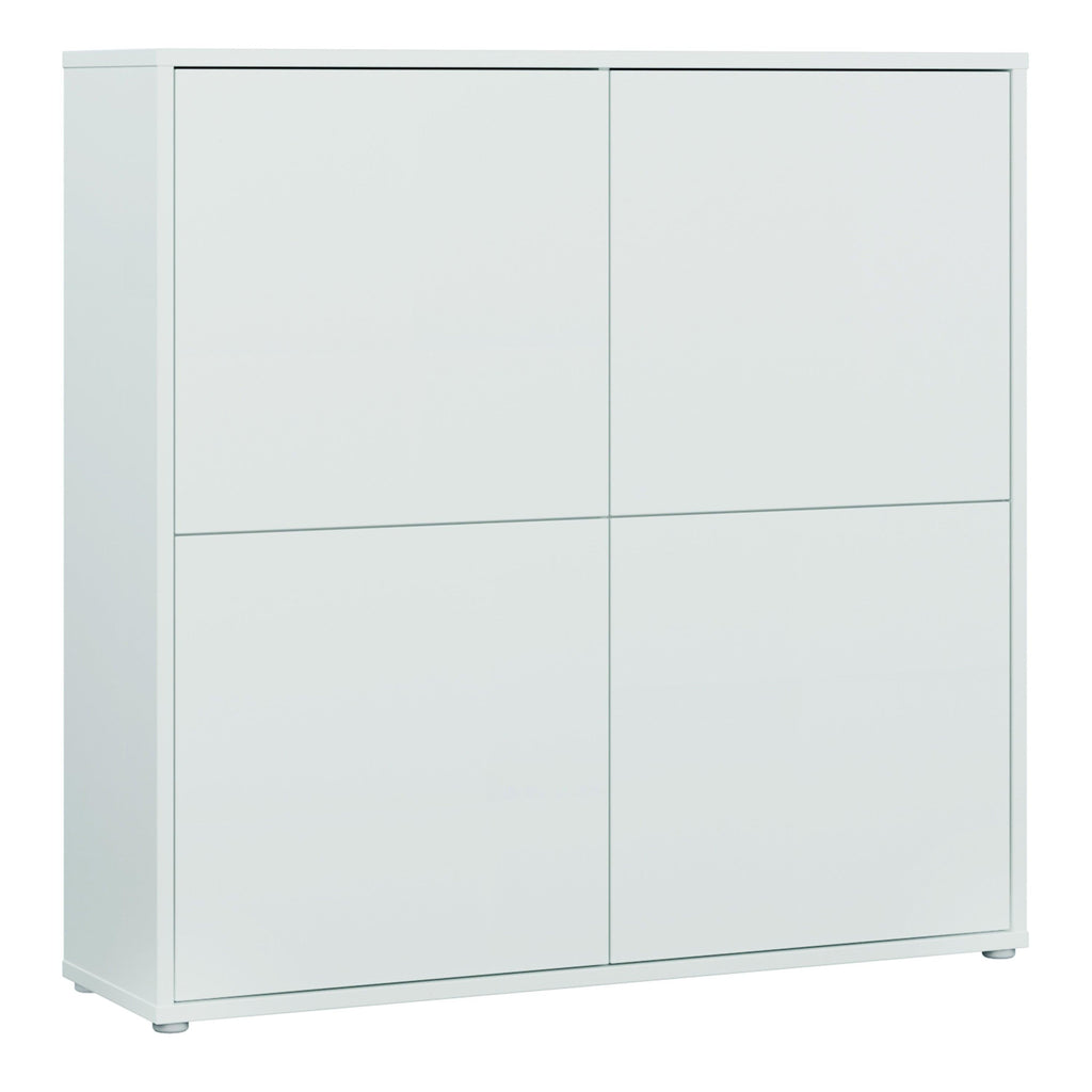 Alice Springs 4 Door Large Storage Cabinet with Push-to-Open Doors in Light Grey