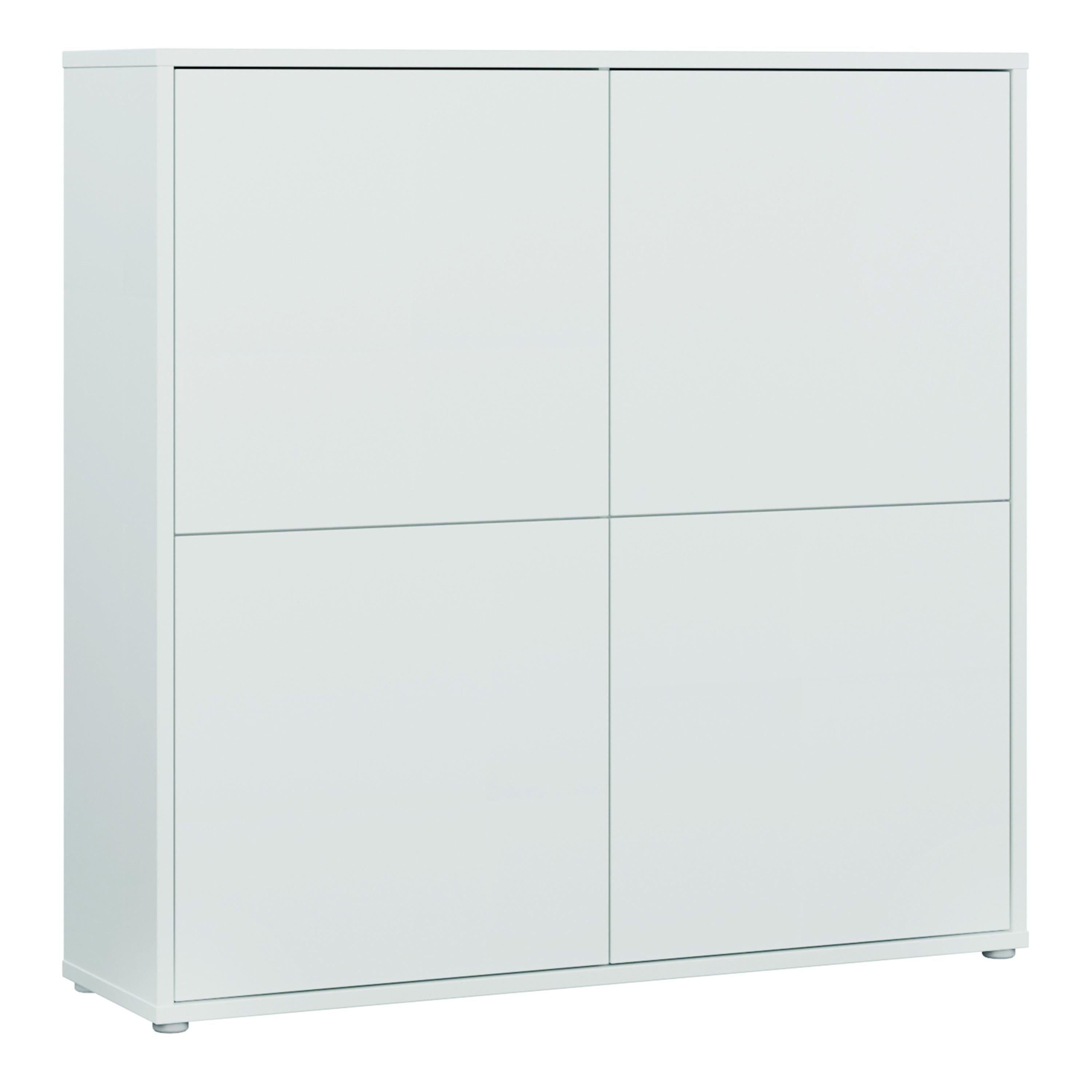 Alice Springs 4 Door Large Storage Cabinet with Push-to-Open Doors in Light Grey