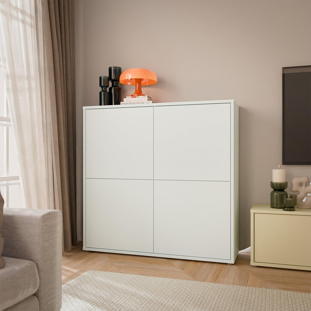 Alice Springs 4 Door Large Storage Cabinet with Push-to-Open Doors in Light Grey - image 6