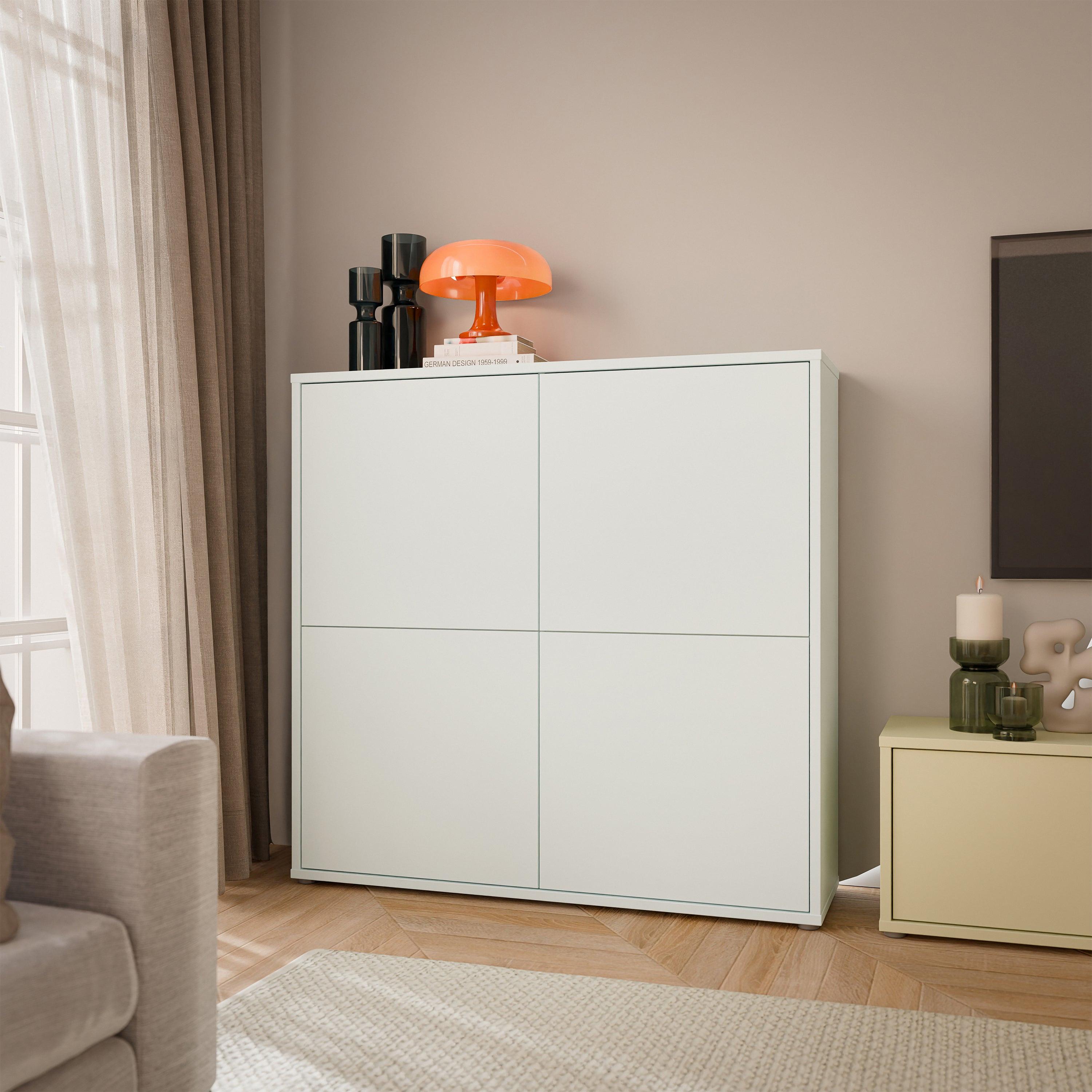 Alice Springs 4 Door Large Storage Cabinet with Push-to-Open Doors in Light Grey - image 6
