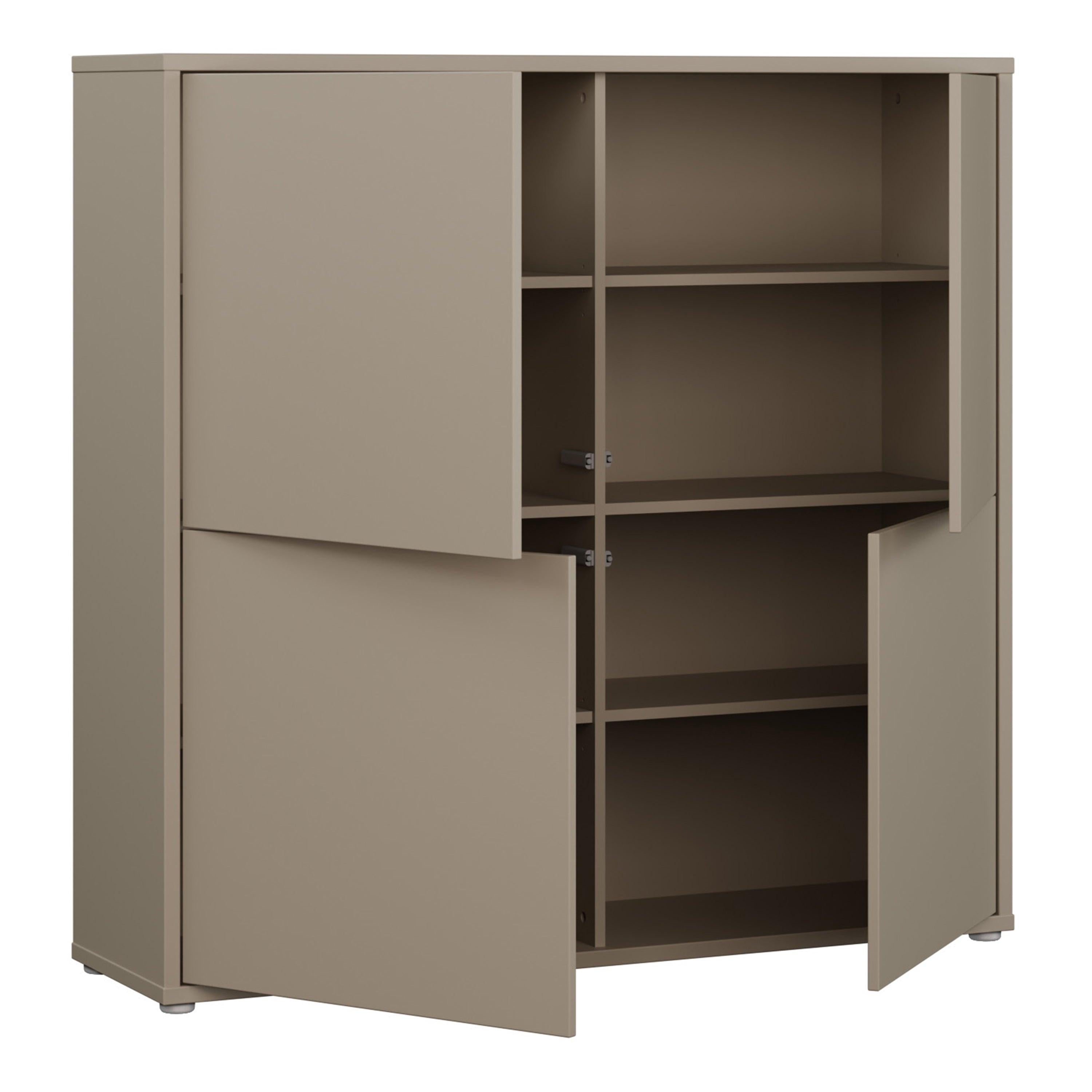 Alice Springs 4 Door Large Storage Cabinet with Push-to-Open Doors in Taupe - image 4