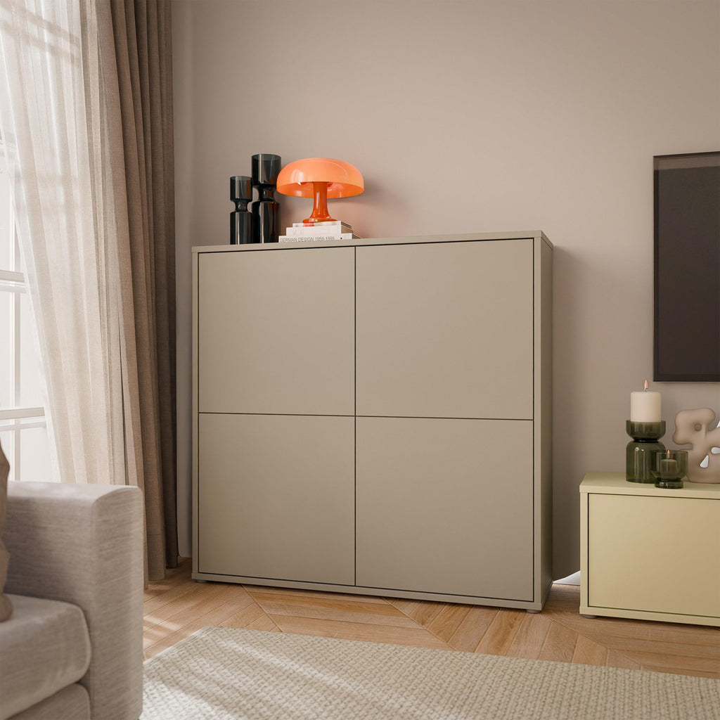 Alice Springs 4 Door Large Storage Cabinet with Push-to-Open Doors in Taupe - image 6