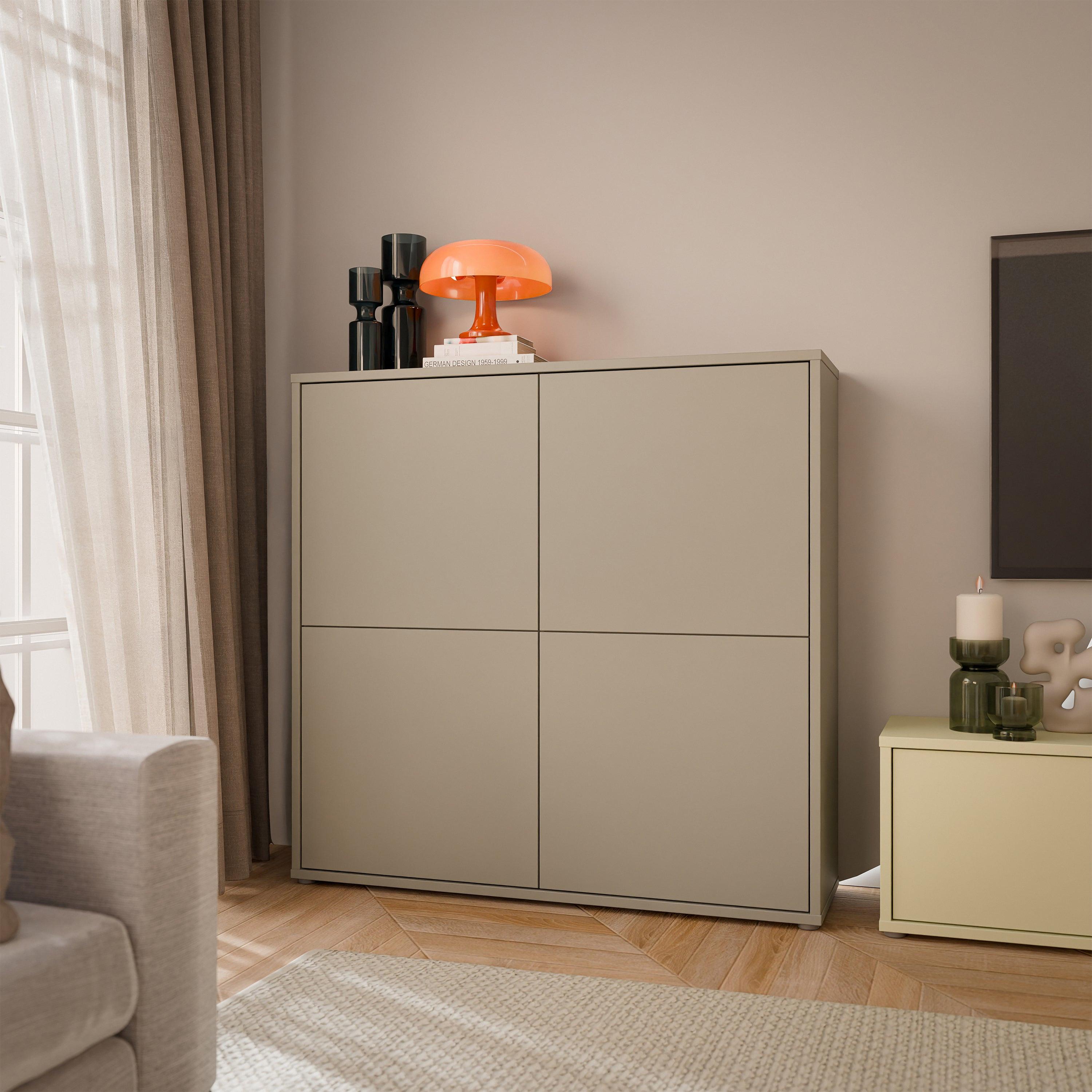 Alice Springs 4 Door Large Storage Cabinet with Push-to-Open Doors in Taupe - image 6