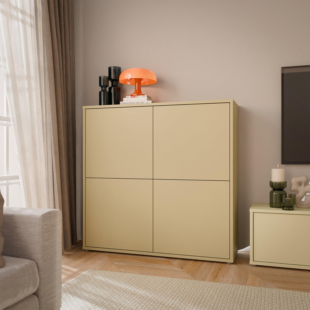 Alice Springs 4 Door Large Storage Cabinet with Push-to-Open Doors in Butter Yellow - image 6