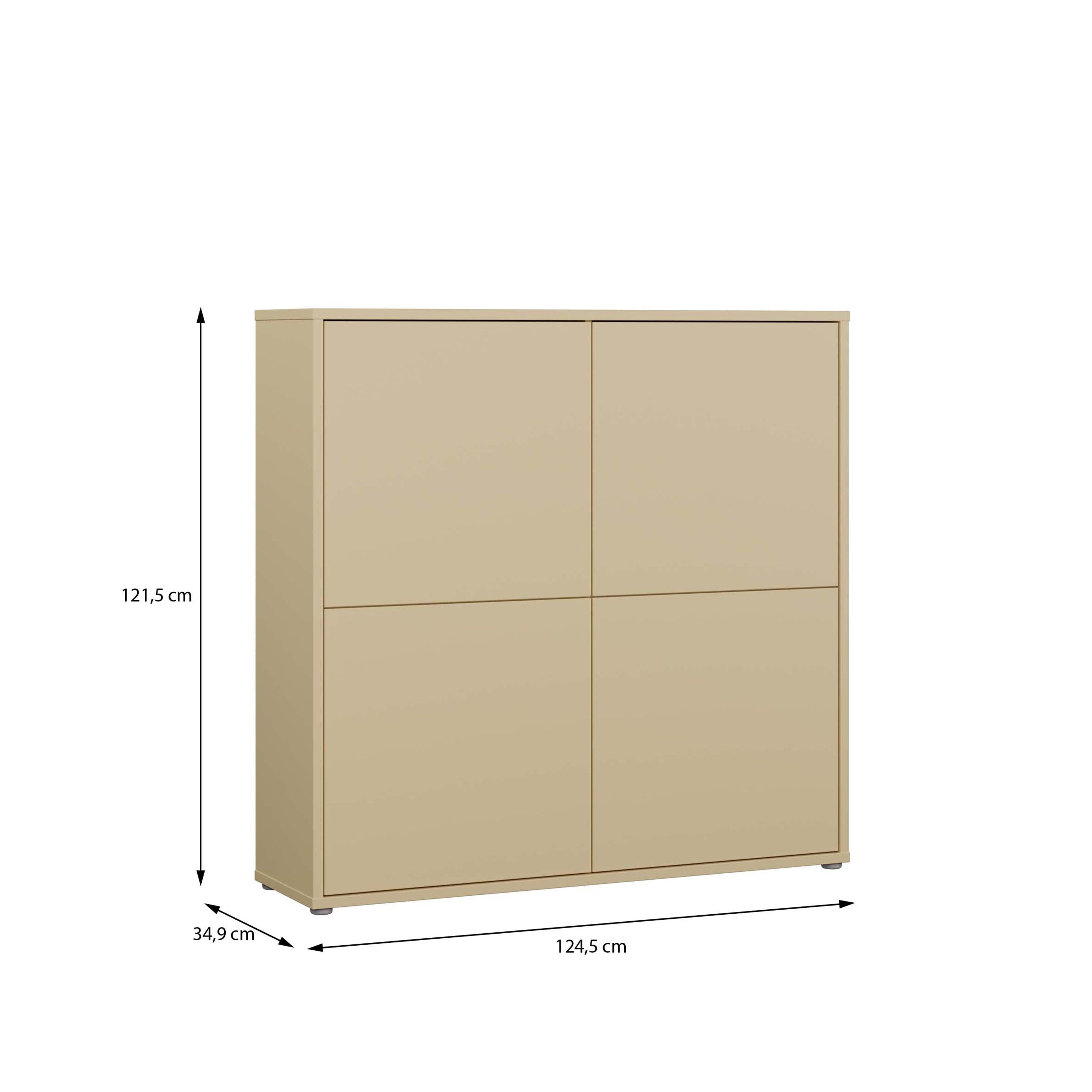 Alice Springs 4 Door Large Storage Cabinet with Push-to-Open Doors in Butter Yellow - image 7