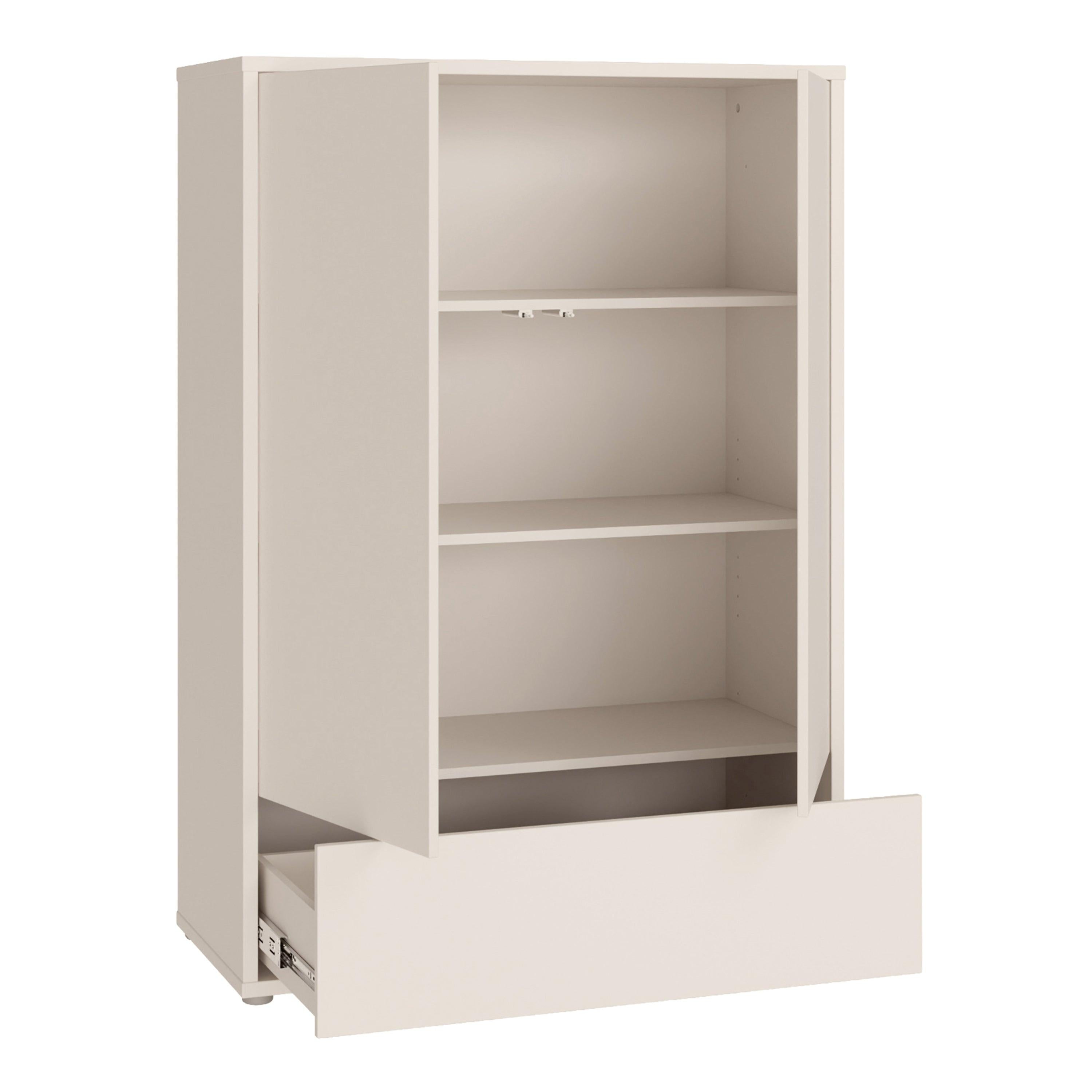 Alice Springs 2 Door Low Wardrobe with Push-to-Open Doors and Drawer in Sand - image 4