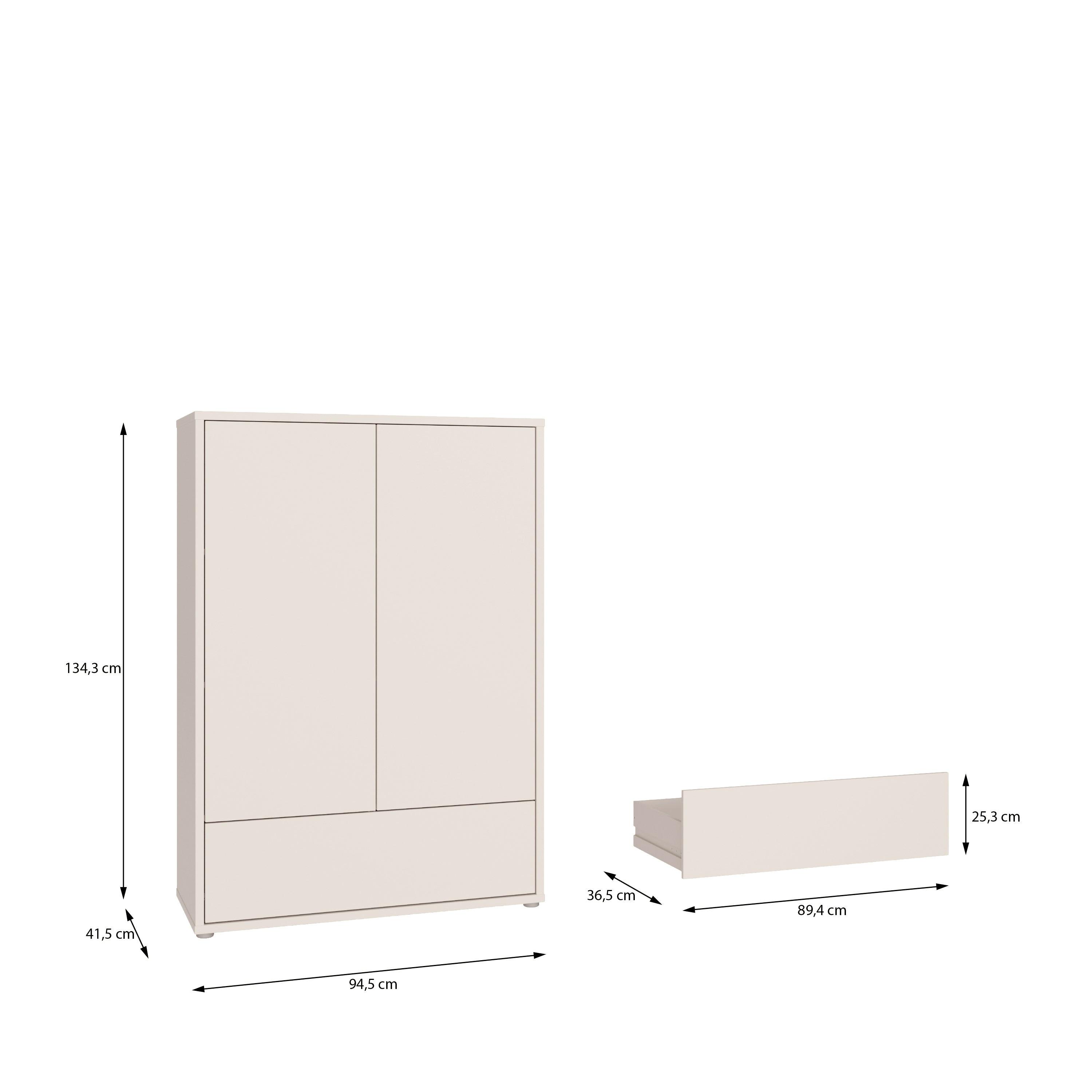 Alice Springs 2 Door Low Wardrobe with Push-to-Open Doors and Drawer in Sand - image 9