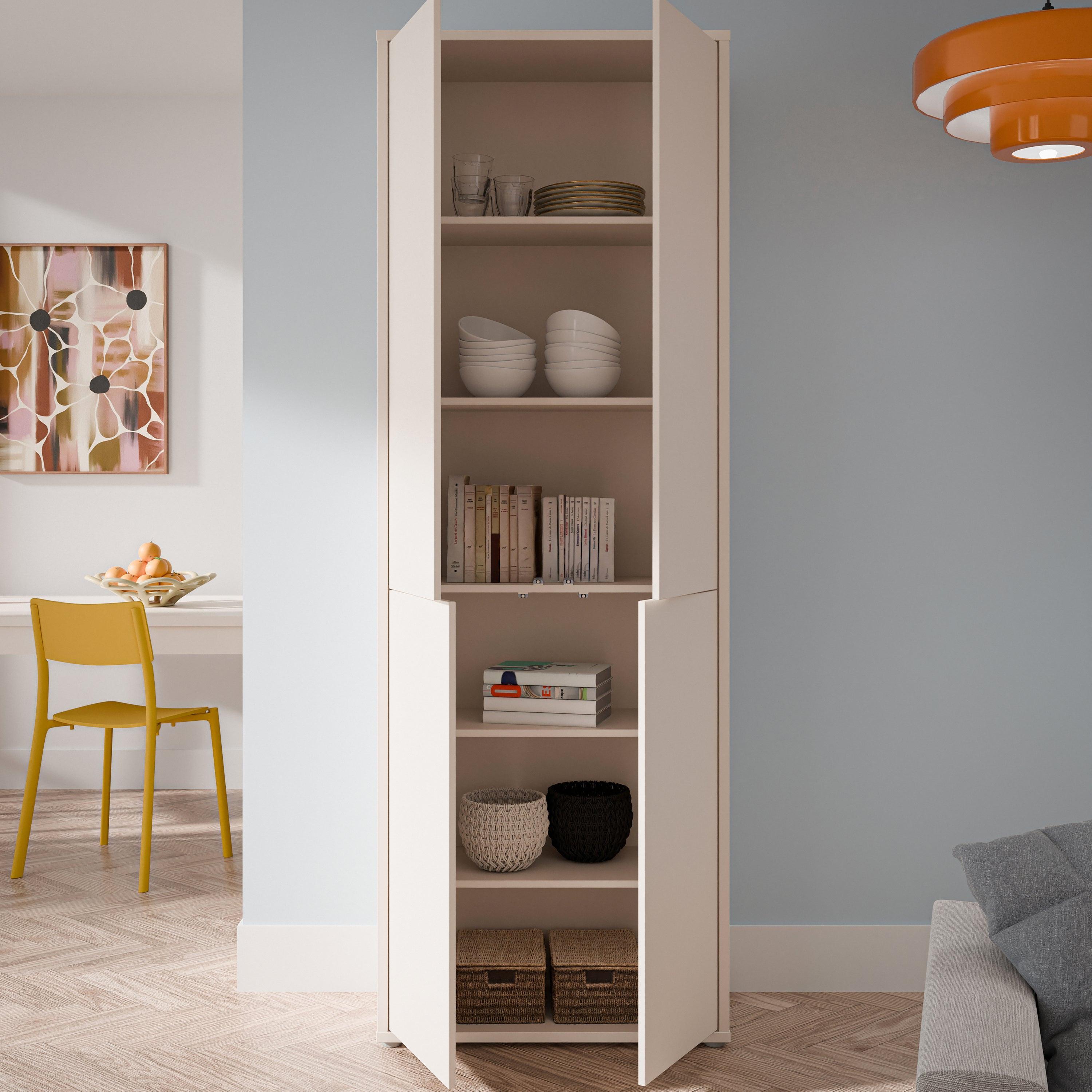 Alice Springs 4 Door Tall Storage Cabinet with Push-to-Open Doors in Sand - image 7