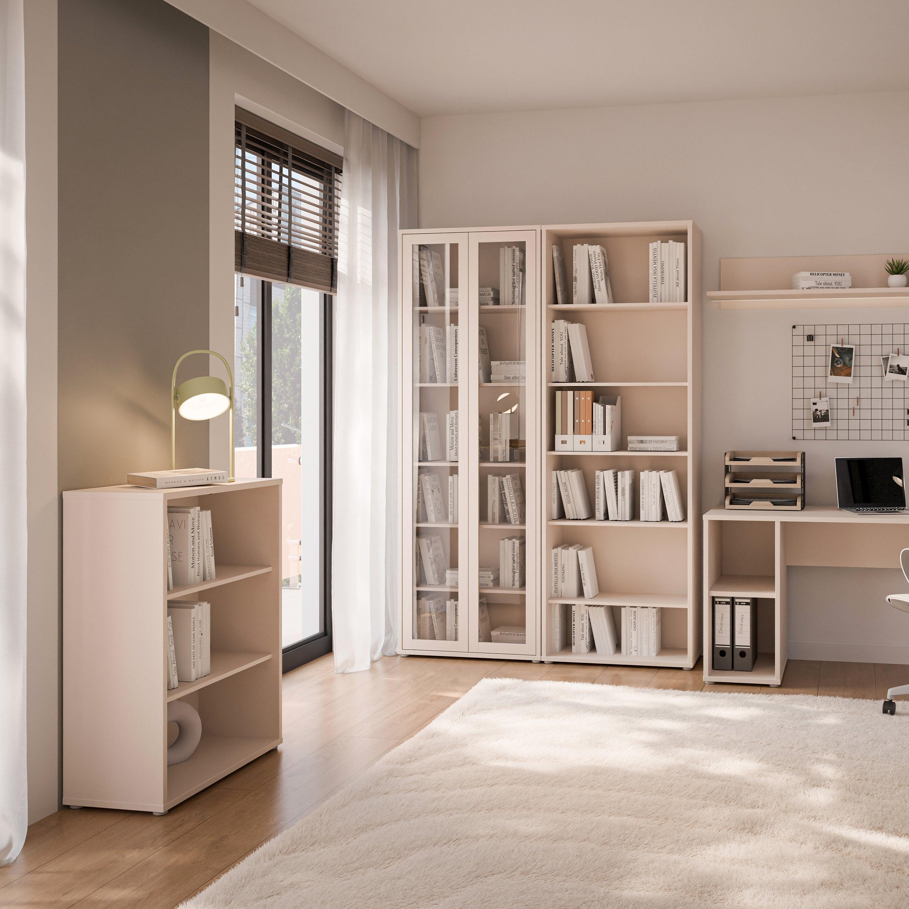 Alice Springs Low Wide Bookcase with Open Shelving in Sand - image 5