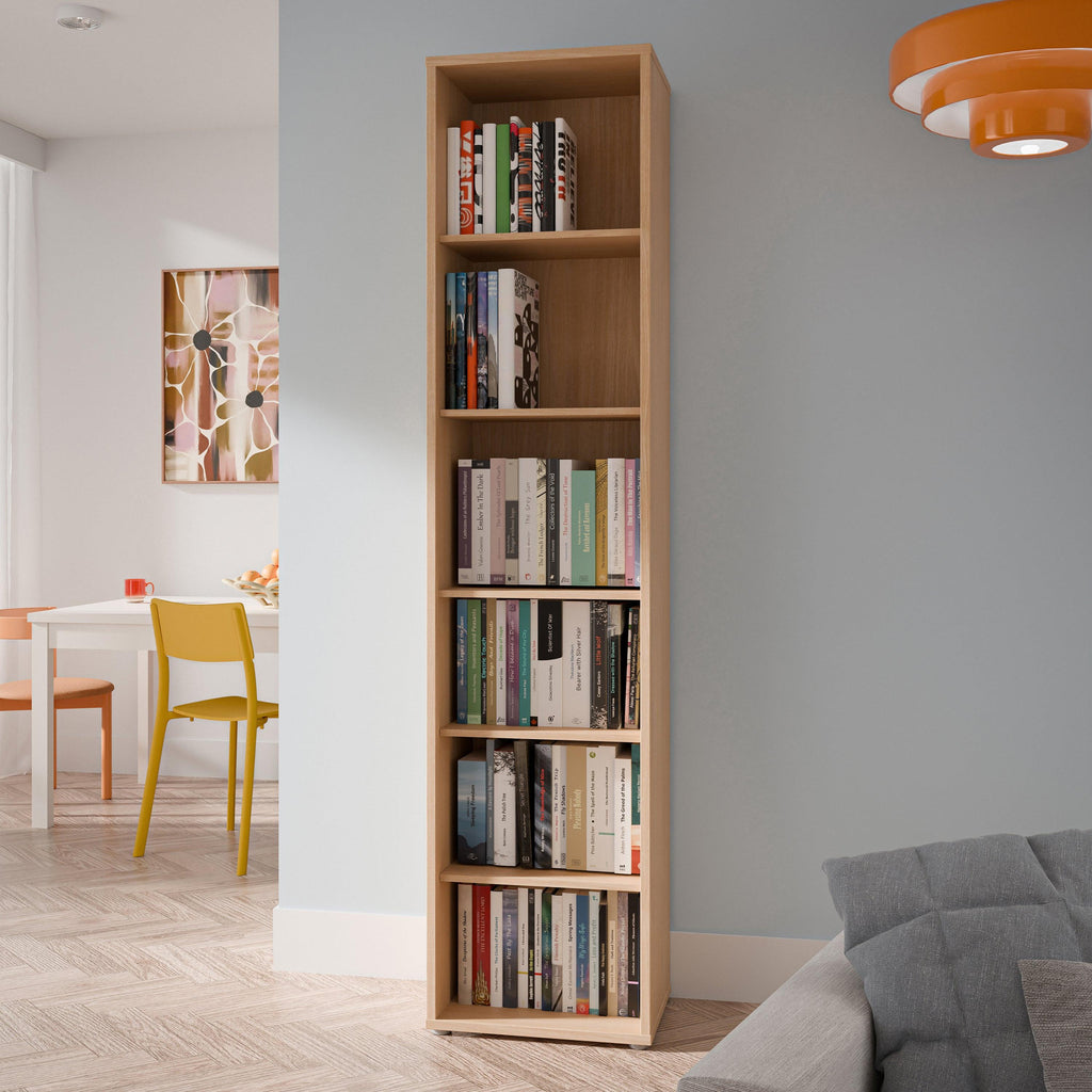 Alice Springs Tall Narrow Bookcase with 5 Shelves in Elegancia Oak - image 4