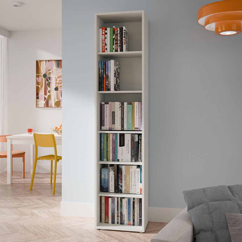 Alice Springs Tall Narrow Bookcase with 5 Shelves in Light Grey - image 4