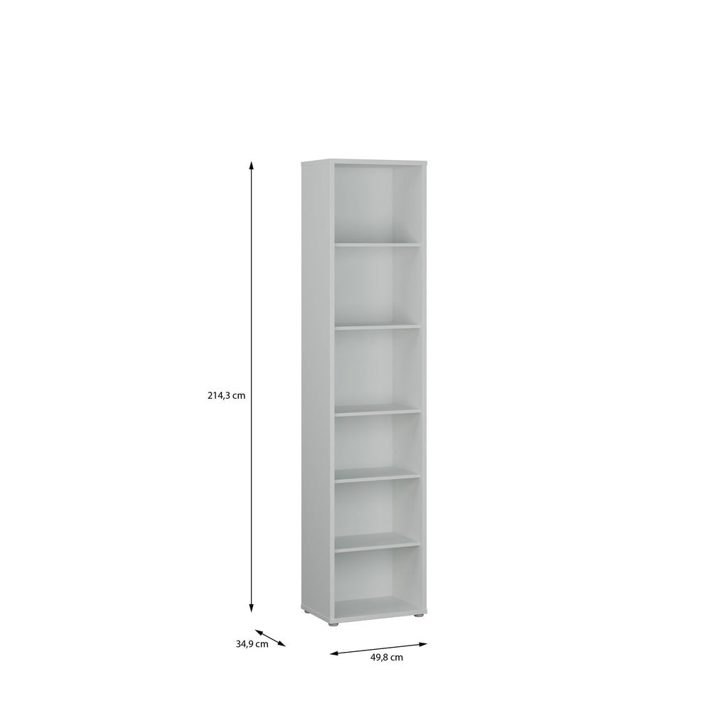 Alice Springs Tall Narrow Bookcase with 5 Shelves in Light Grey - image 5