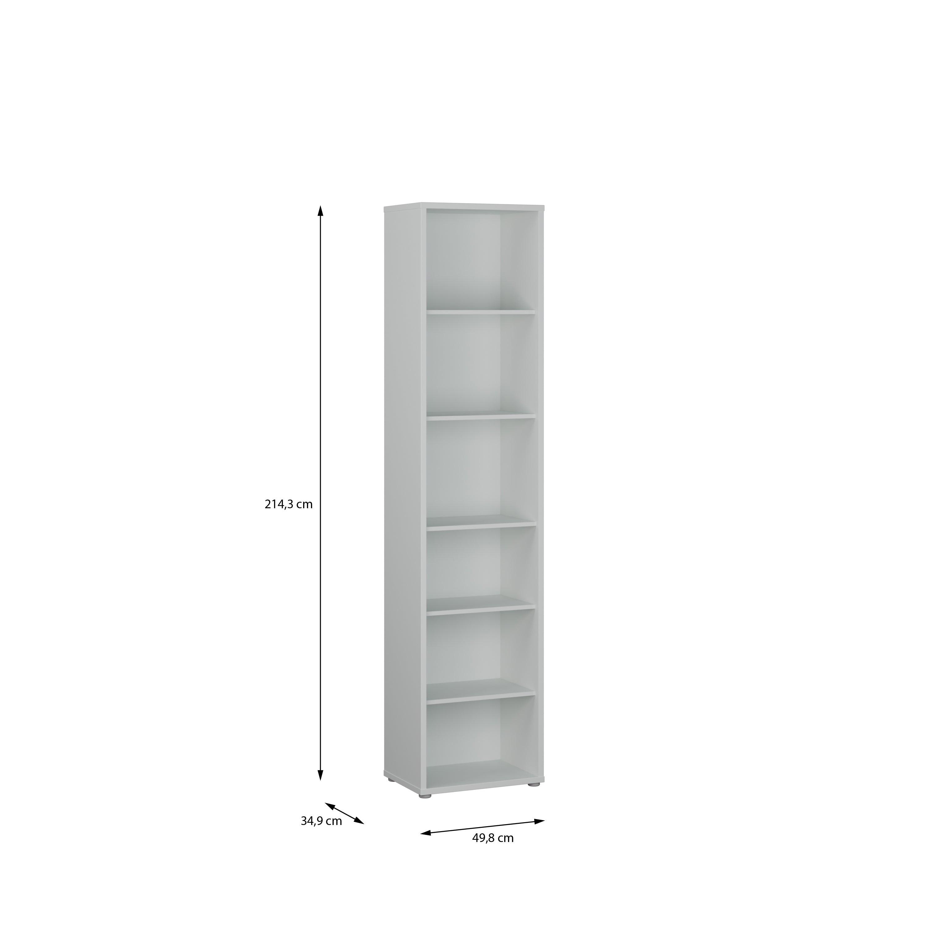 Alice Springs Tall Narrow Bookcase with 5 Shelves in Light Grey - image 5