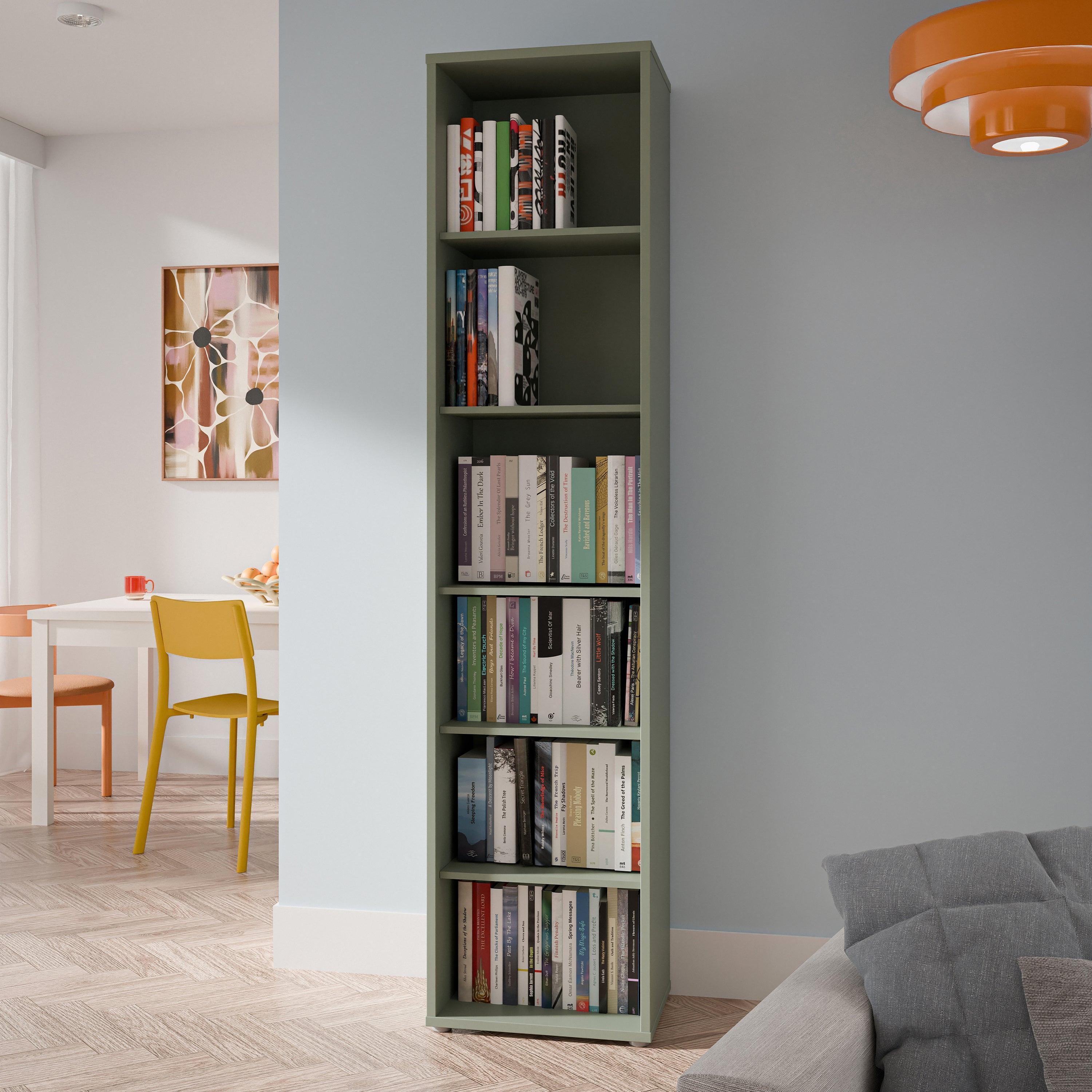Alice Springs Tall Narrow Bookcase with 5 Shelves in Sage Green - image 4