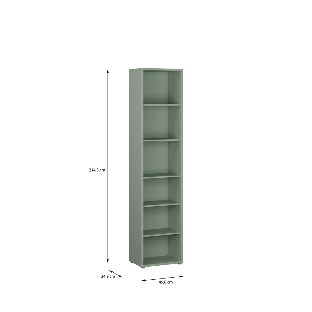 Alice Springs Tall Narrow Bookcase with 5 Shelves in Sage Green - image 5