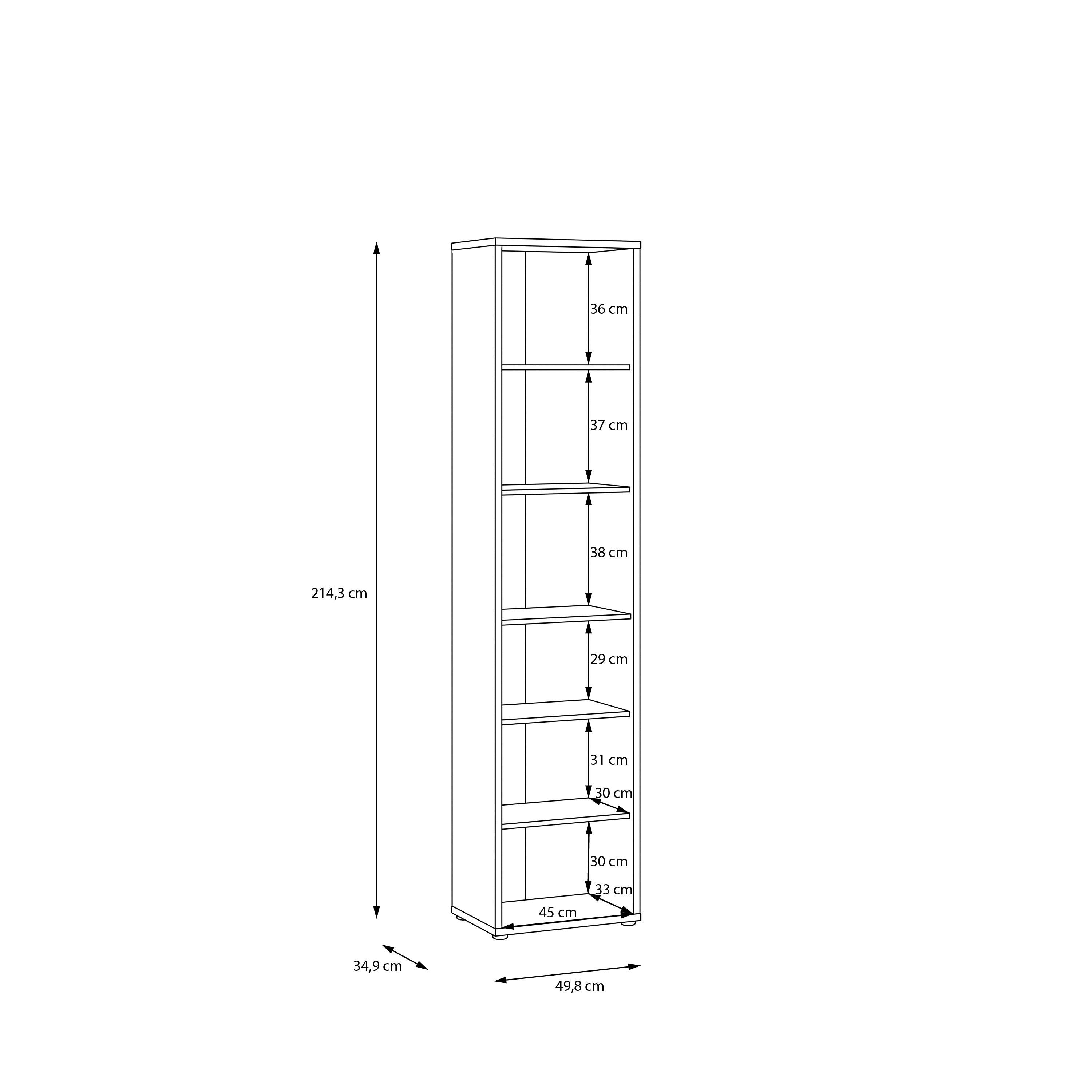 Alice Springs Tall Narrow Bookcase with 5 Shelves in Soft Neutral - image 6