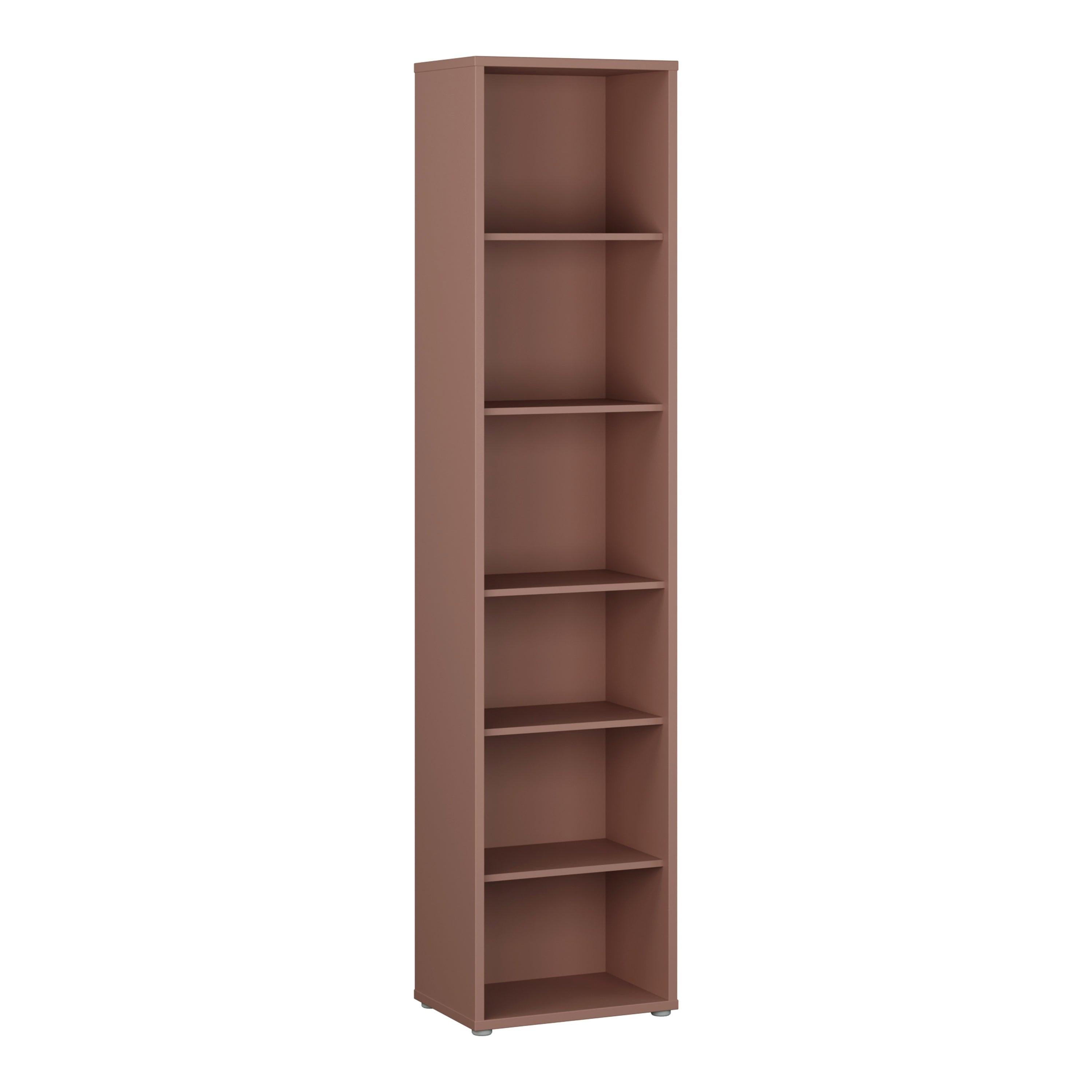 Alice Springs Tall Narrow Bookcase with 5 Shelves in Terracotta