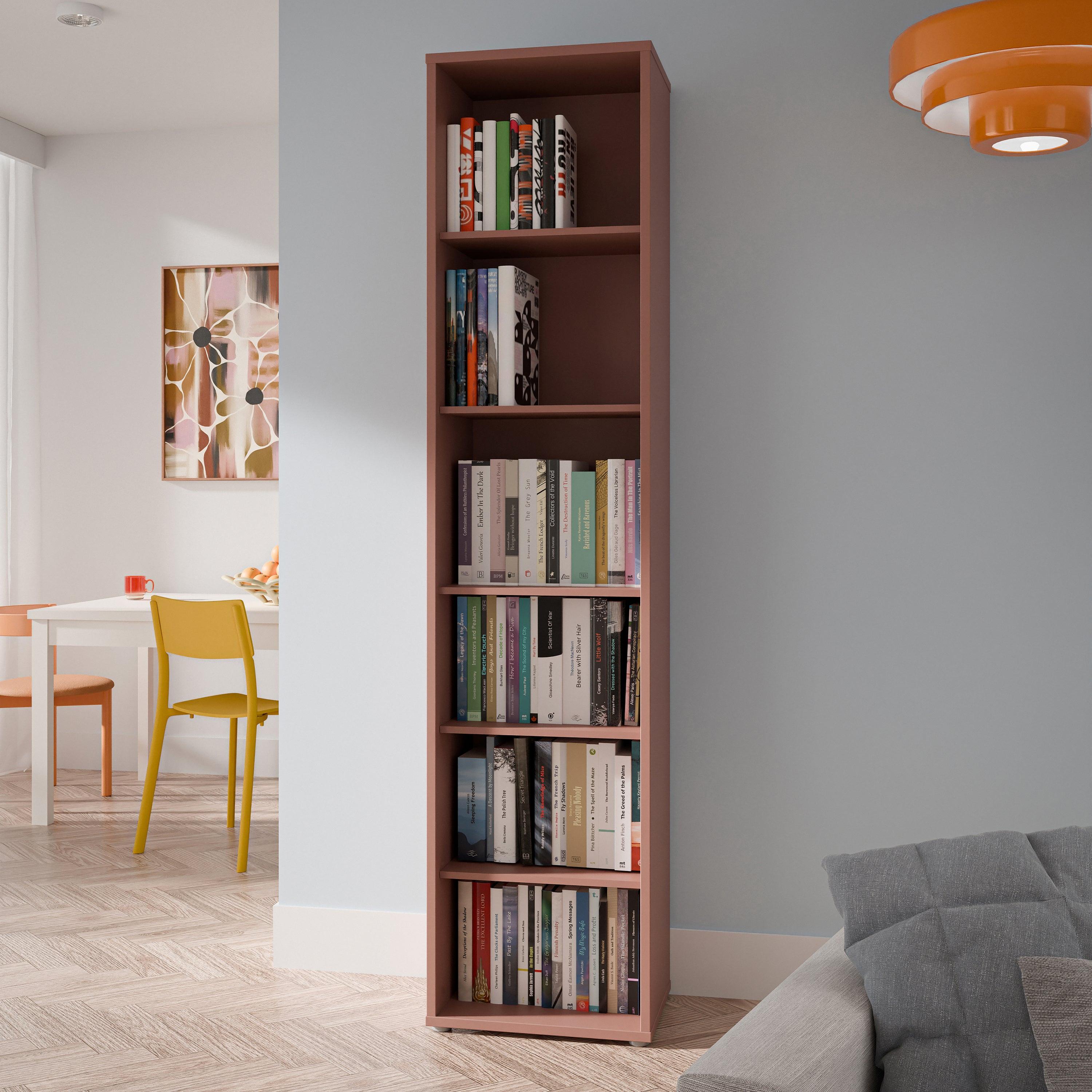 Alice Springs Tall Narrow Bookcase with 5 Shelves in Terracotta - image 4