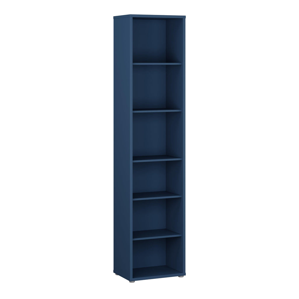 Alice Springs Tall Narrow Bookcase with 5 Shelves in Night Blue