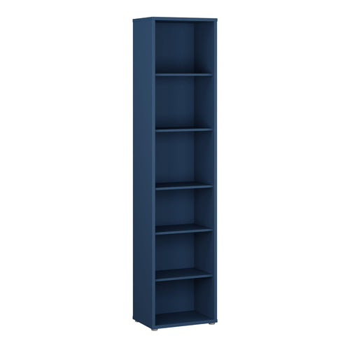 Alice Springs Tall Narrow Bookcase with 5 Shelves in Night Blue