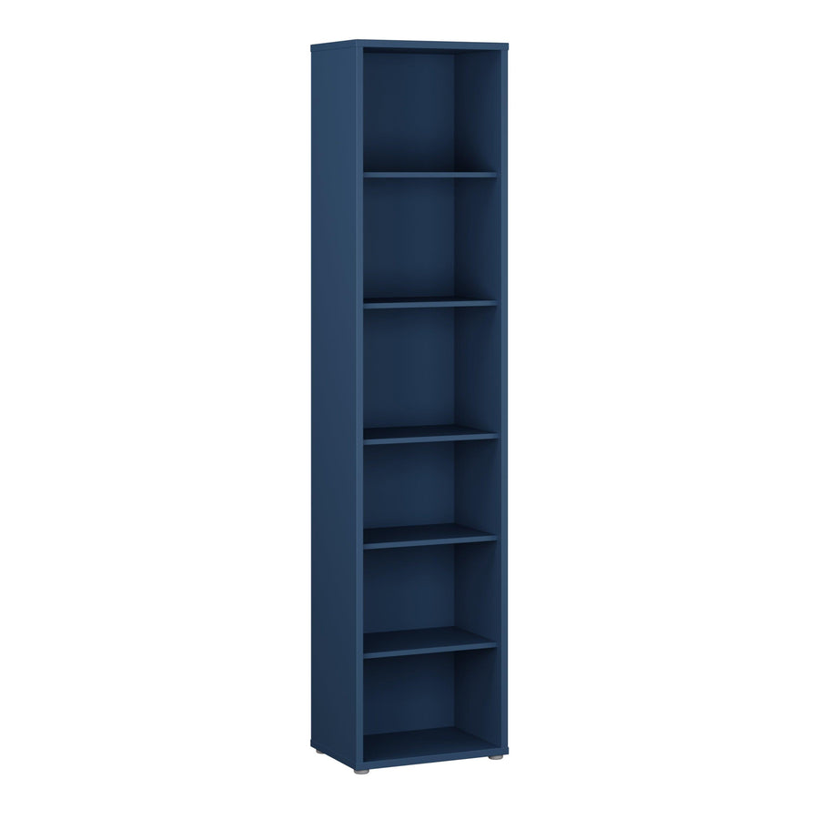 Alice Springs Tall Narrow Bookcase with 5 Shelves in Night Blue