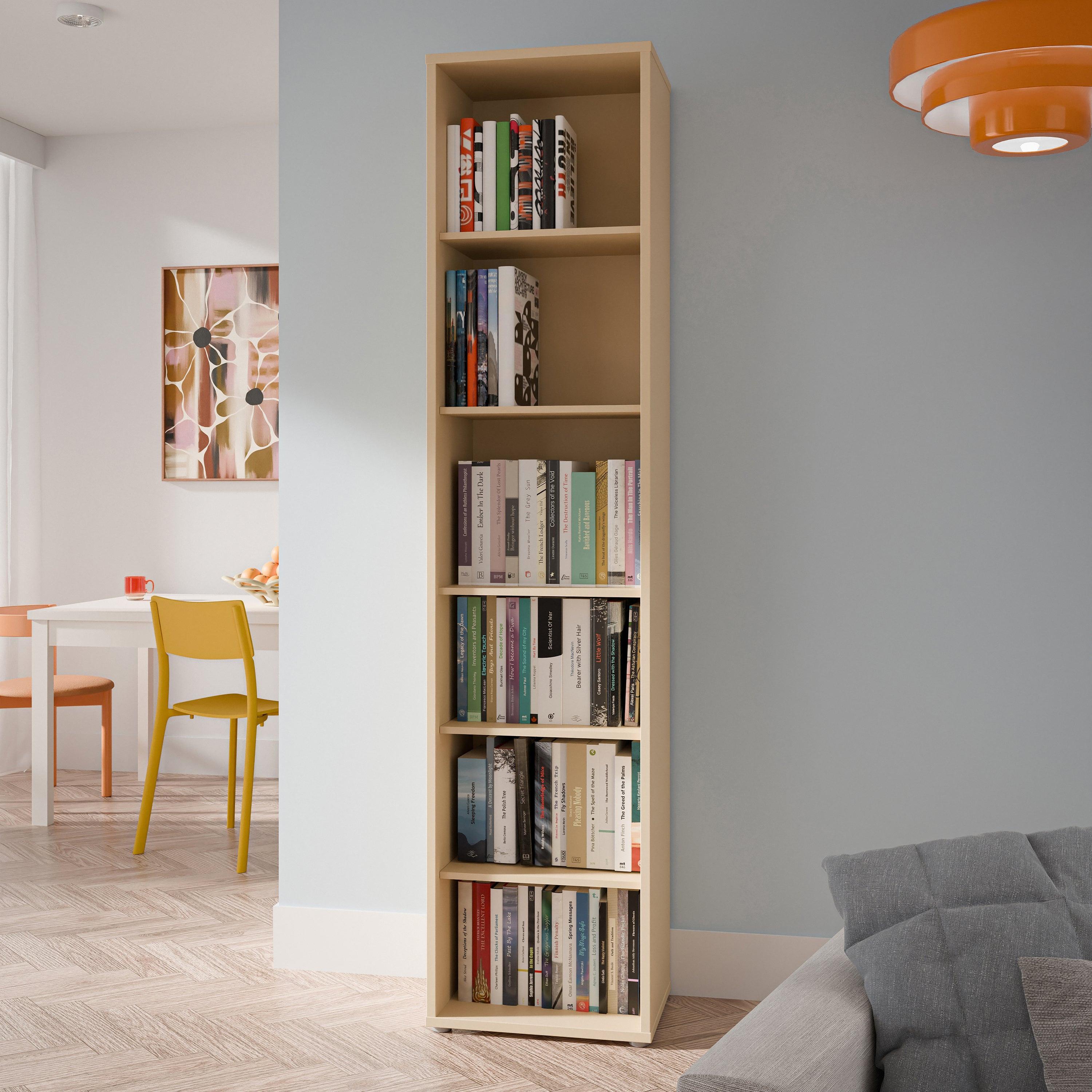 Alice Springs Tall Narrow Bookcase with 5 Shelves in Butter Yellow - image 4