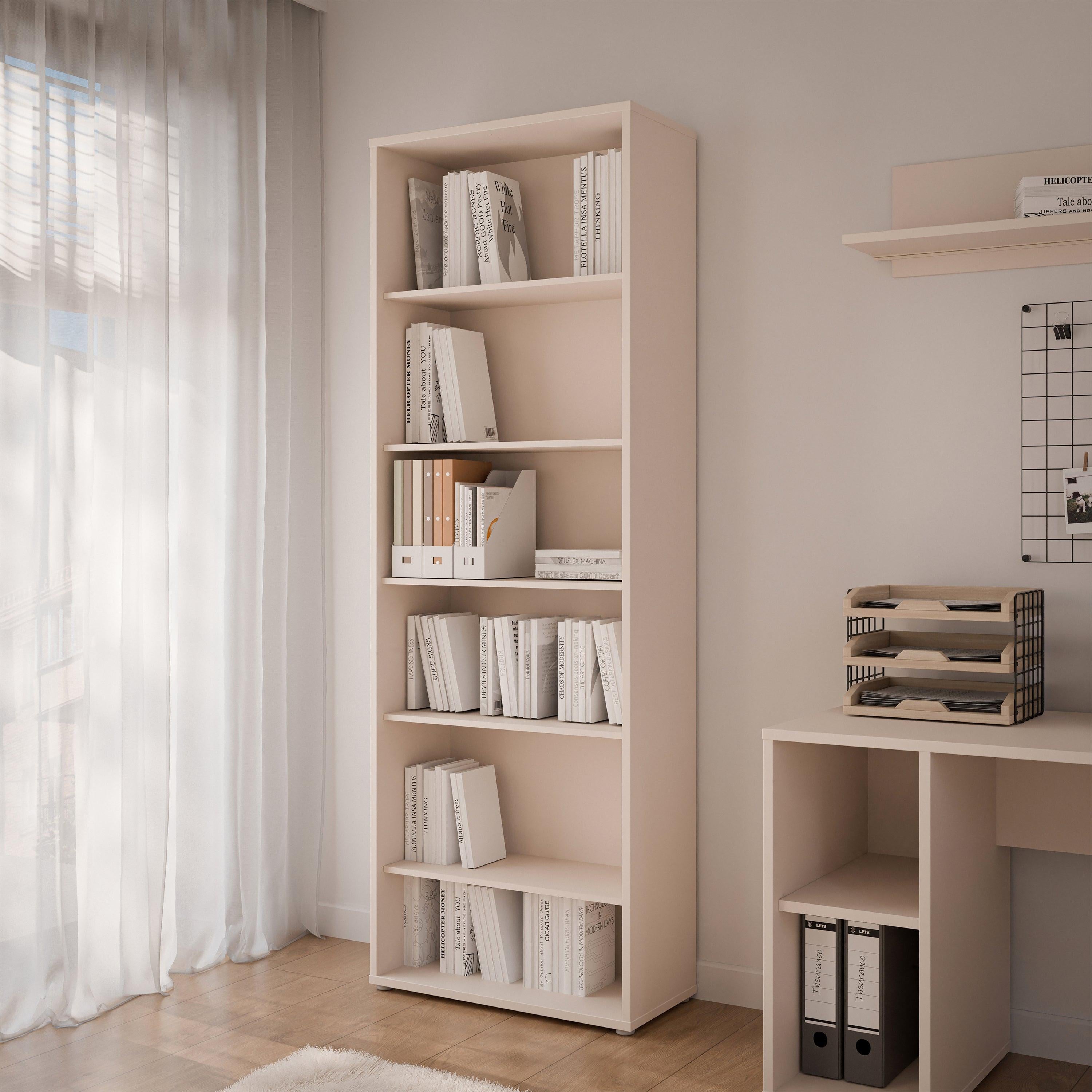 Alice Springs Tall Wide Bookcase with 5 Shelves in Sand - image 4