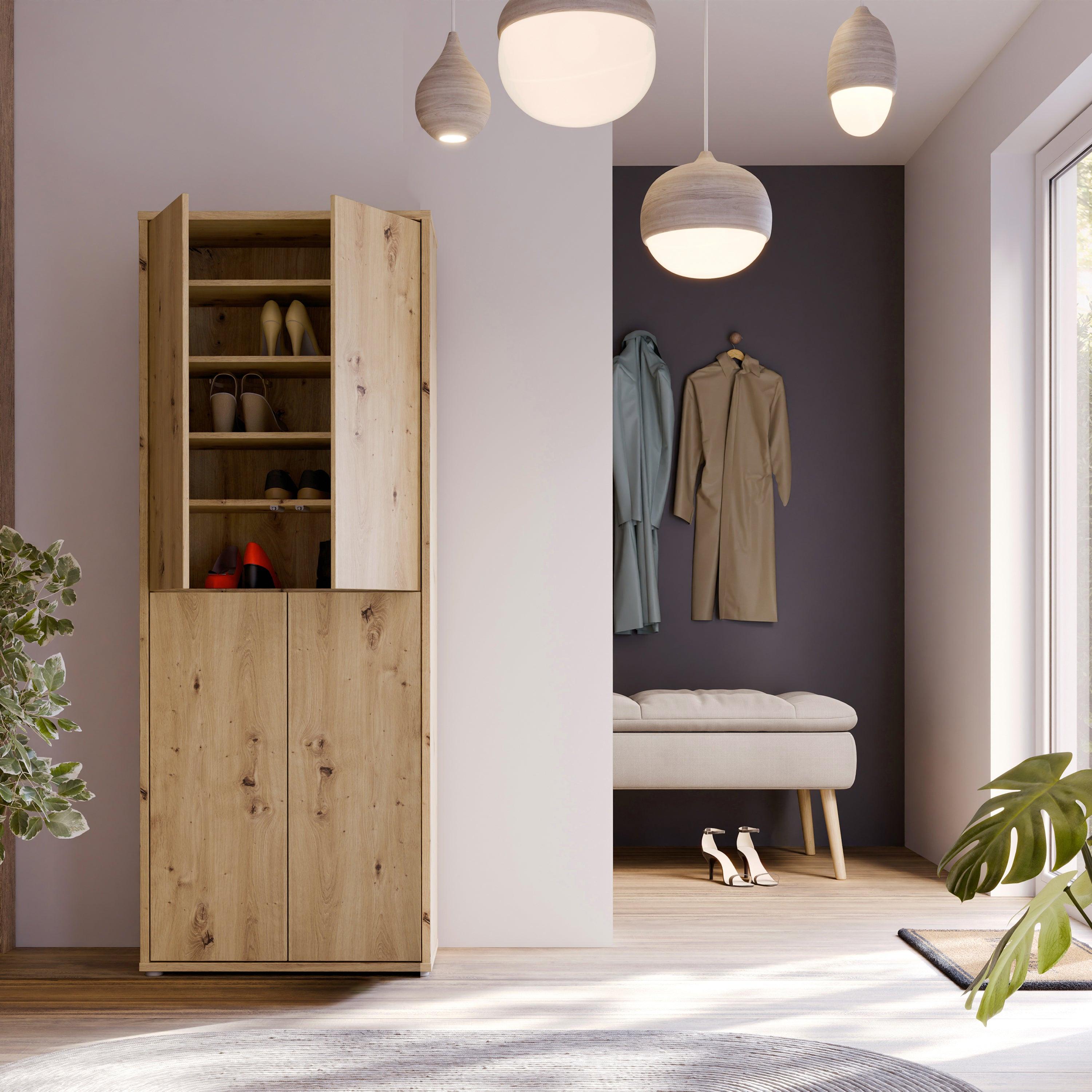 Alice Springs Shoe Cabinet with 4 Doors Push-to-Open in Artisan Oak - image 6