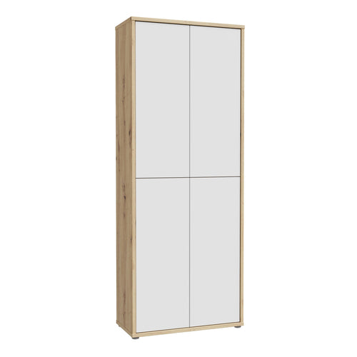 Alice Springs Shoe Cabinet with 4 Doors Push-to-Open in Artisan Oak and Light Grey Doors