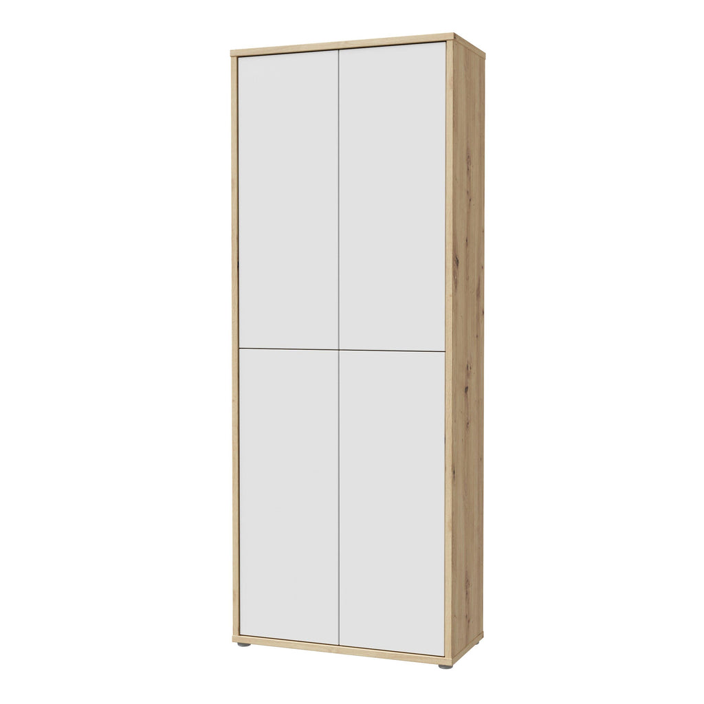 Alice Springs Shoe Cabinet with 4 Doors Push-to-Open in Artisan Oak and Light Grey Doors - image 3