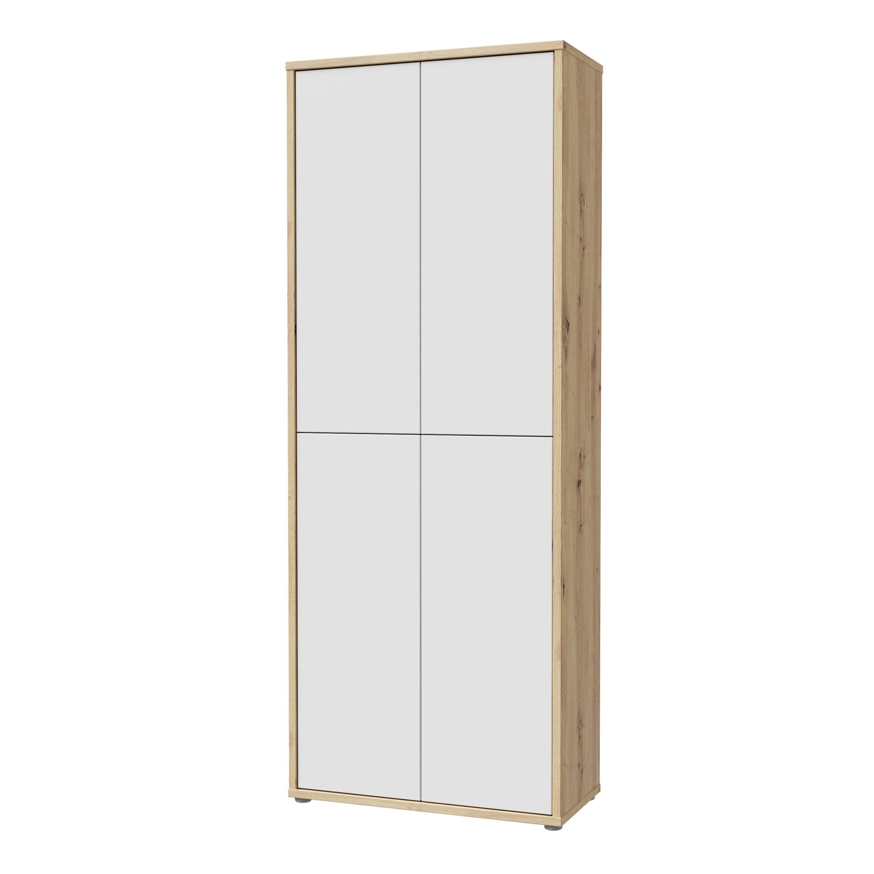 Alice Springs Shoe Cabinet with 4 Doors Push-to-Open in Artisan Oak and Light Grey Doors - image 3