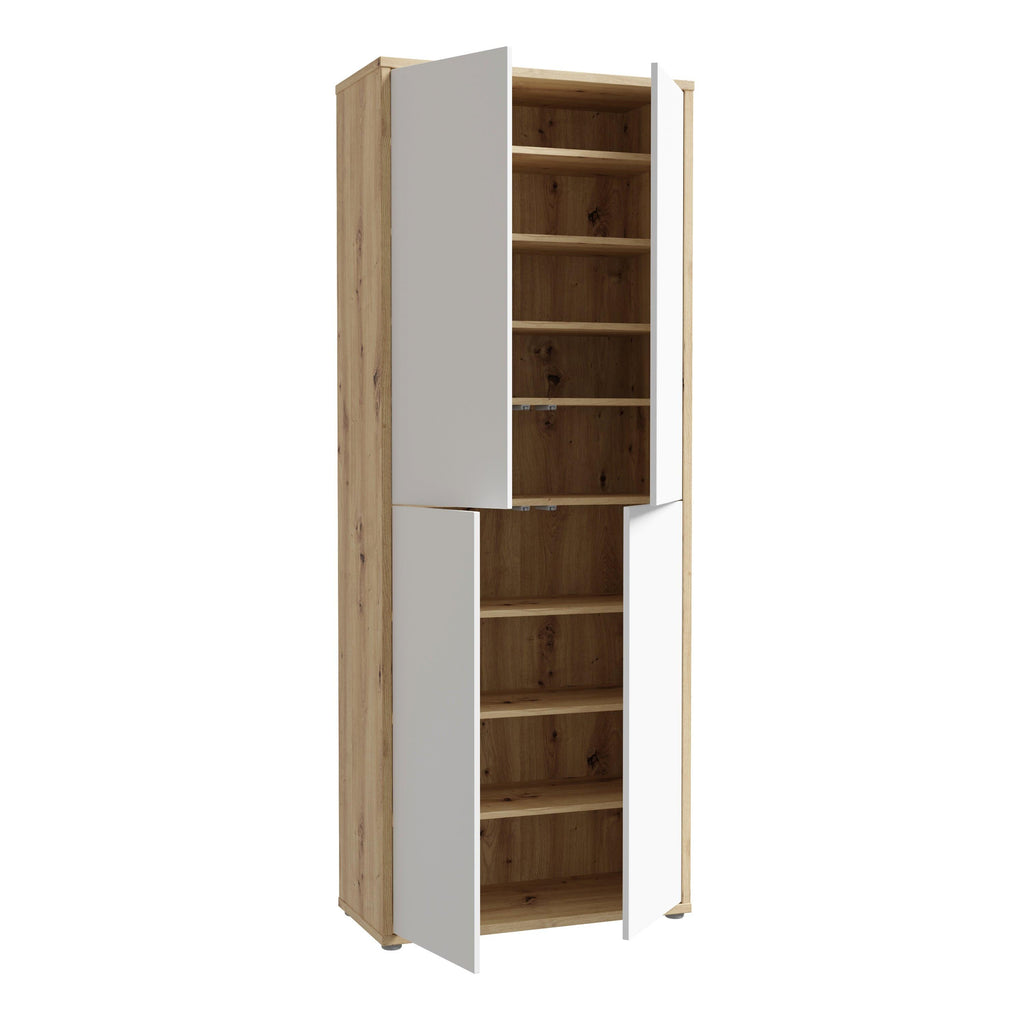 Alice Springs Shoe Cabinet with 4 Doors Push-to-Open in Artisan Oak and Light Grey Doors - image 4
