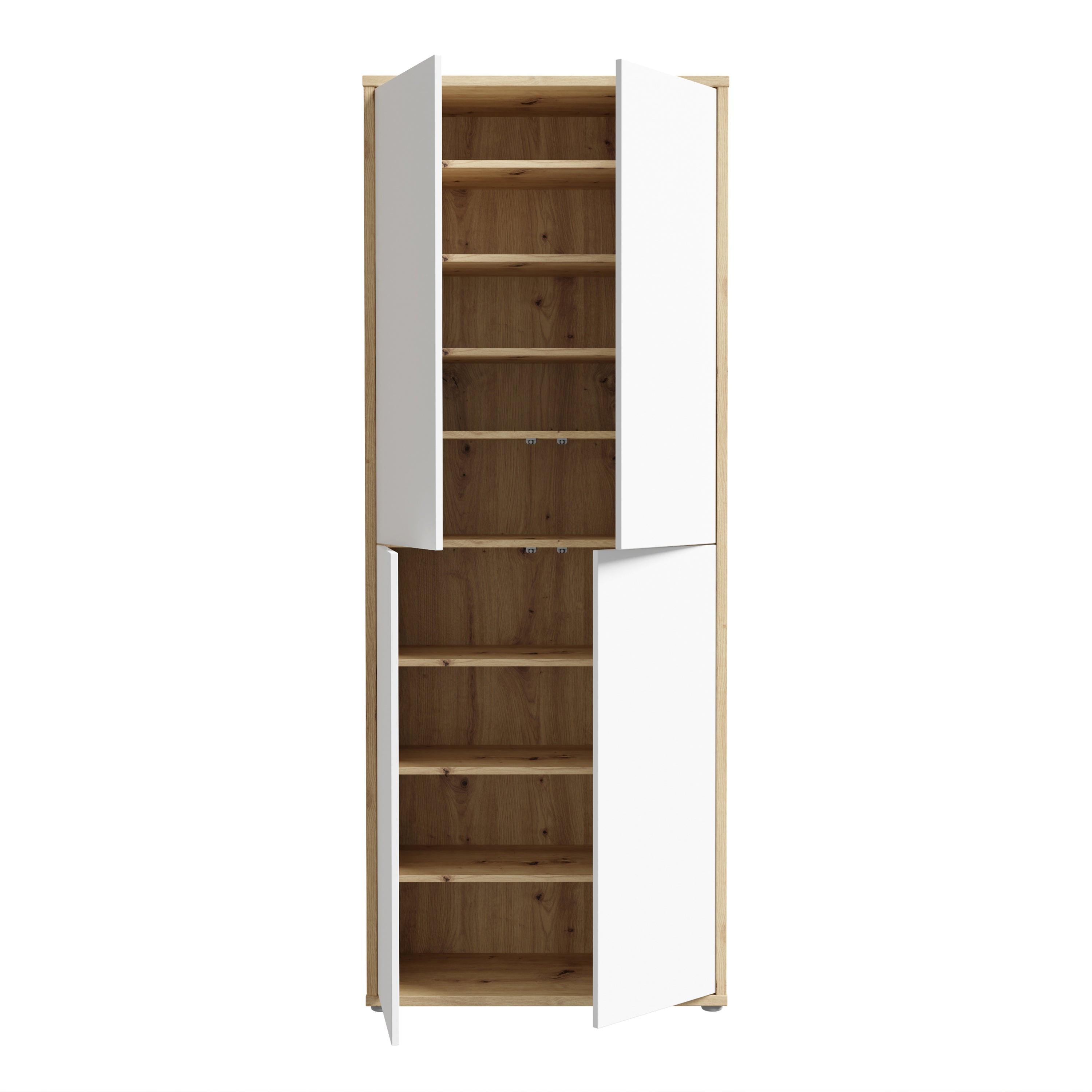 Alice Springs Shoe Cabinet with 4 Doors Push-to-Open in Artisan Oak and Light Grey Doors - image 5