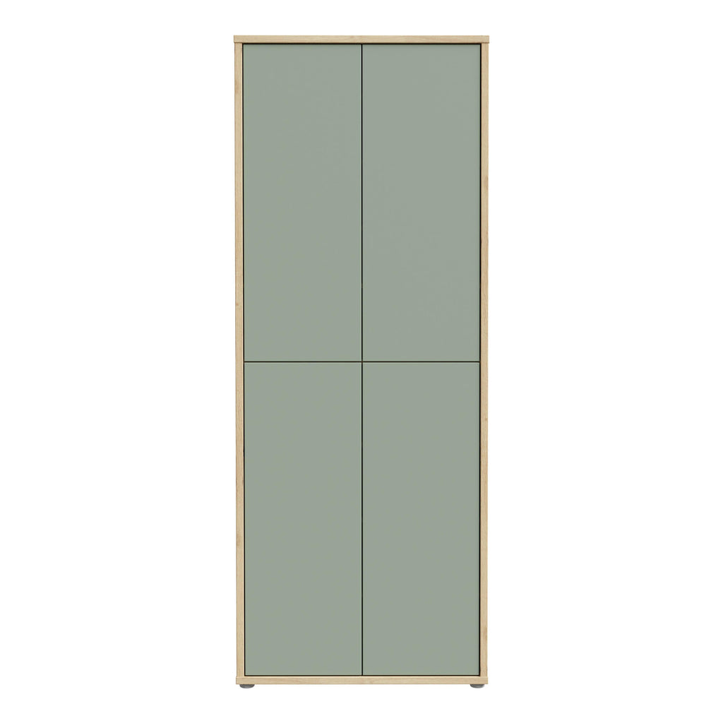 Alice Springs Shoe Cabinet with 4 Doors Push-to-Open in Artisan Oak and Sage Green Doors - image 2