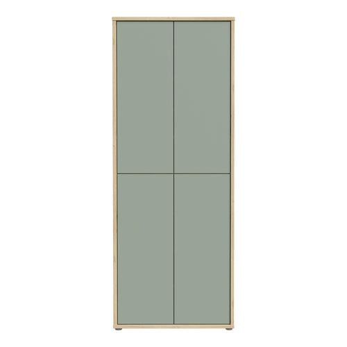 Alice Springs Shoe Cabinet with 4 Doors Push-to-Open in Artisan Oak and Sage Green Doors - image 2