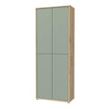 Alice Springs Shoe Cabinet with 4 Doors Push-to-Open in Artisan Oak and Sage Green Doors - image 3