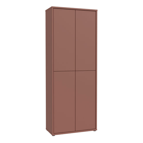 Alice Springs Tall Shoe Cabinet with 4 Doors Push-to-Open in Terracotta