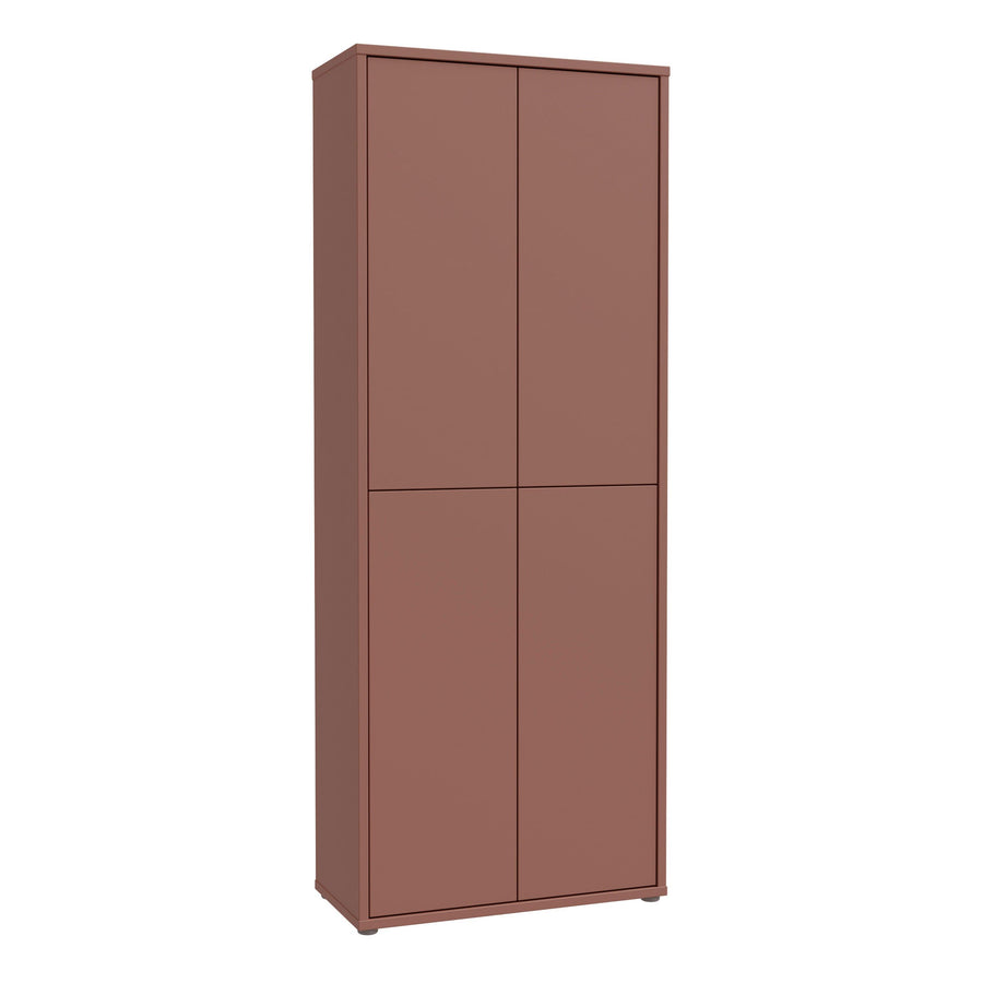 Alice Springs Tall Shoe Cabinet with 4 Doors Push-to-Open in Terracotta