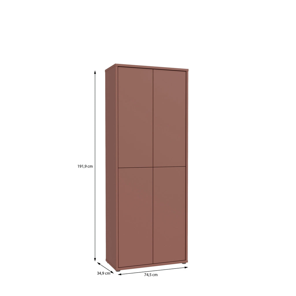 Alice Springs Tall Shoe Cabinet with 4 Doors Push-to-Open in Terracotta - image 7
