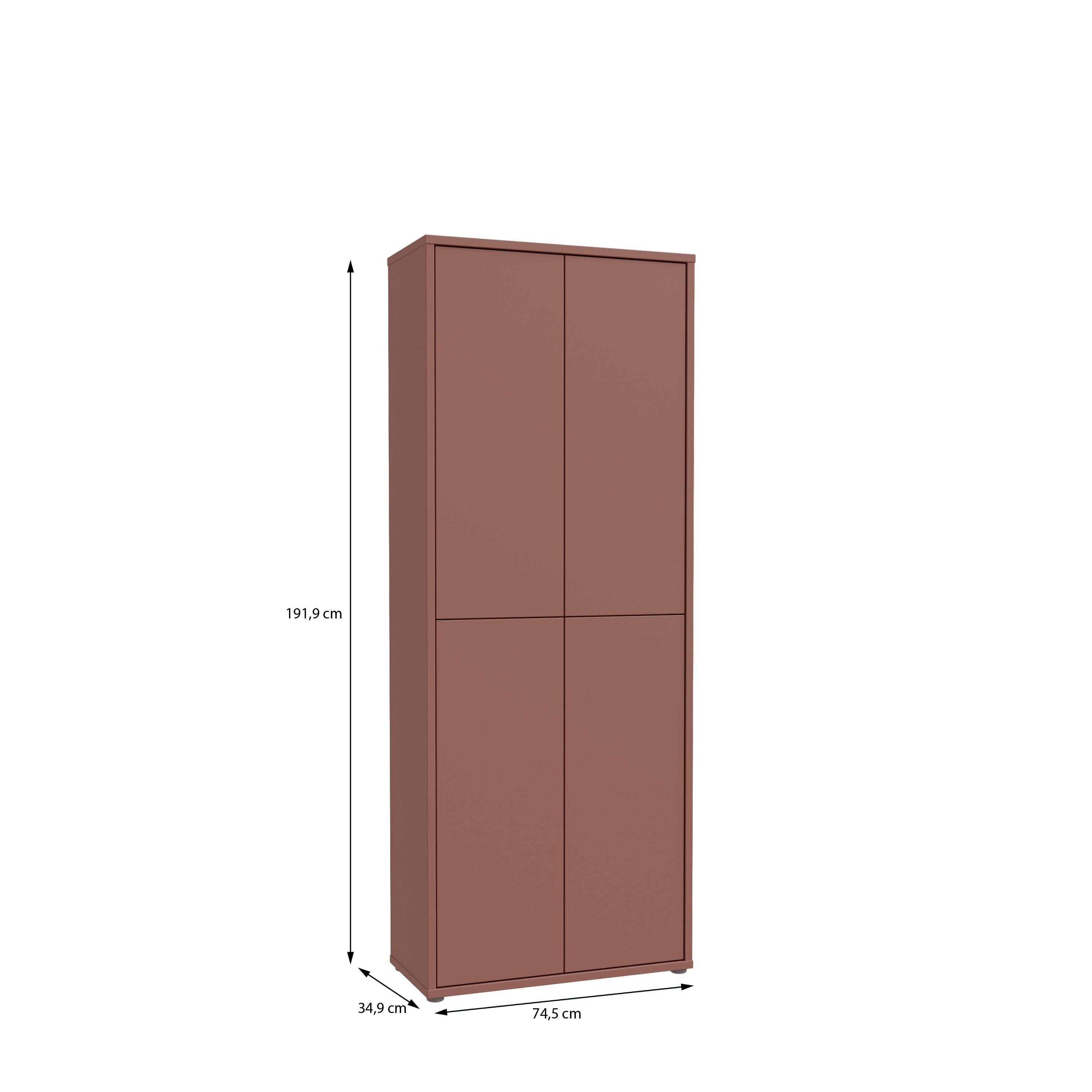 Alice Springs Tall Shoe Cabinet with 4 Doors Push-to-Open in Terracotta - image 7