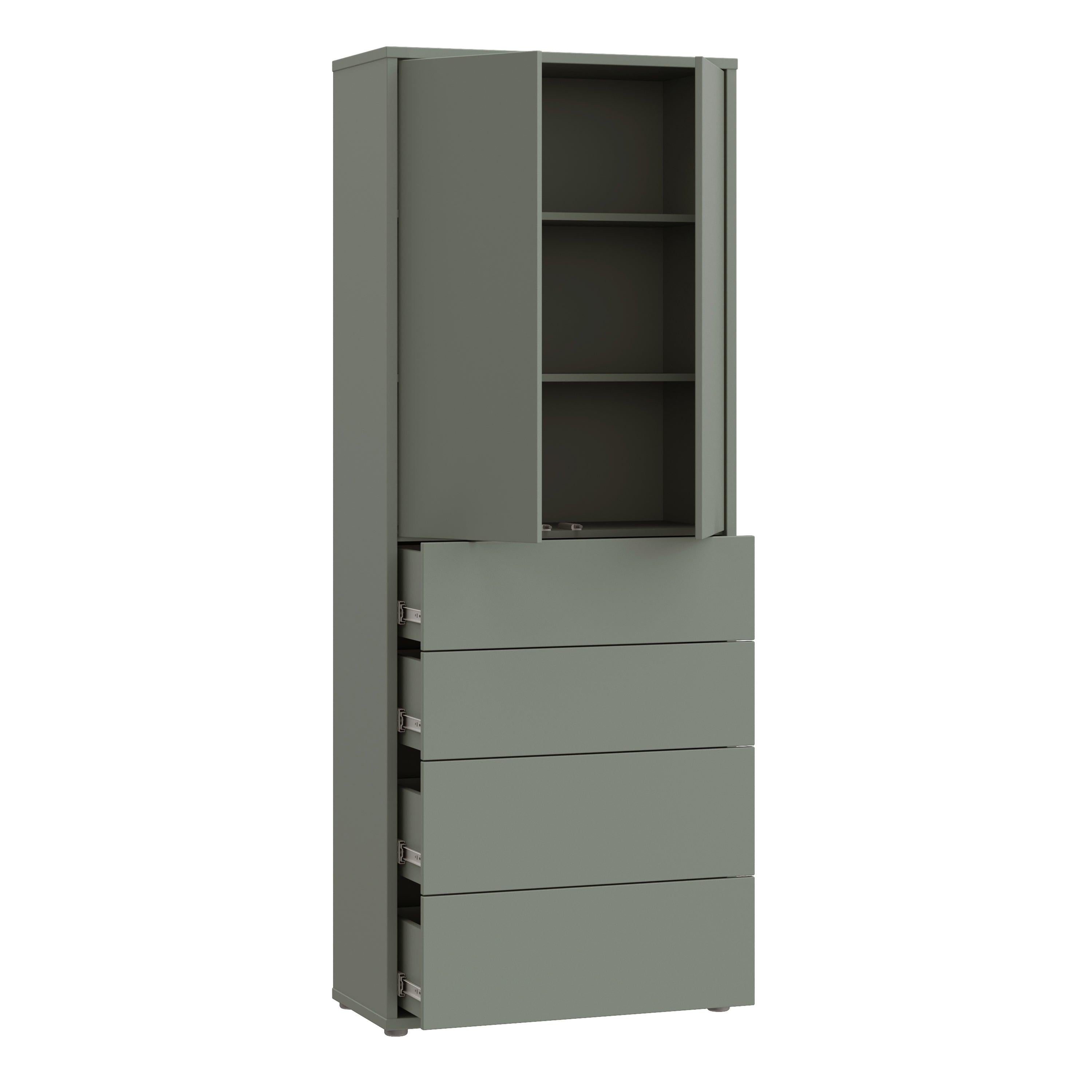 Alice Springs Tall Storage Cabinet with Push-to-Open Doors & 4 Drawers in Sage Green - image 4